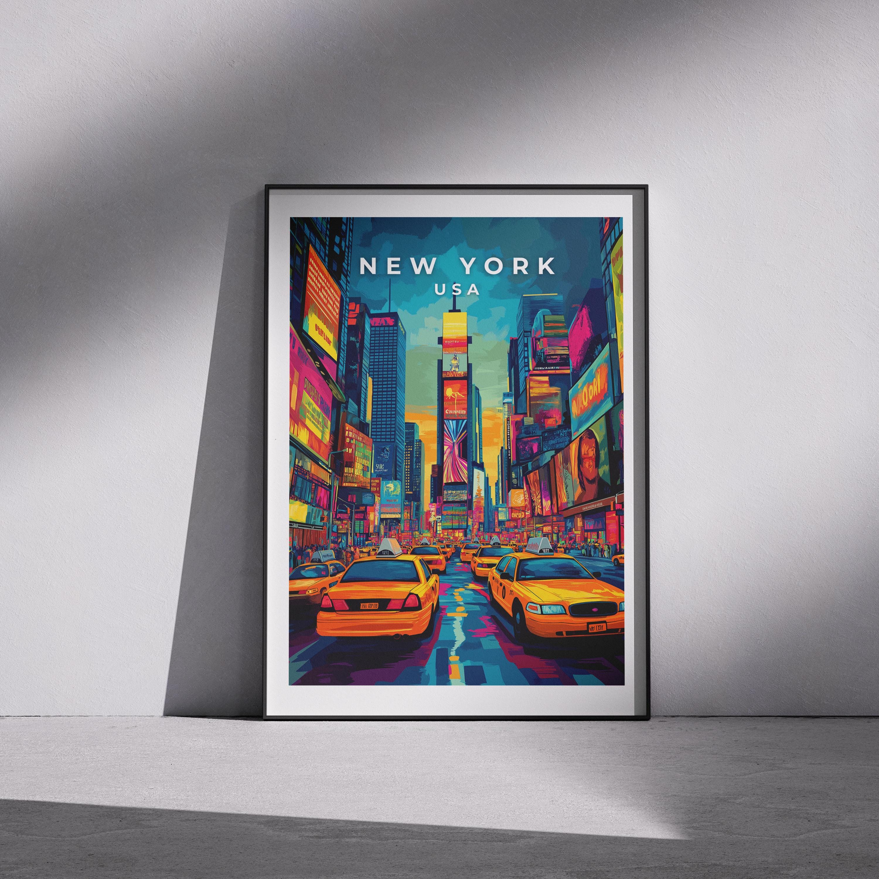 Times Square New York Travel Poster: Vintage-Style Cityscape Print