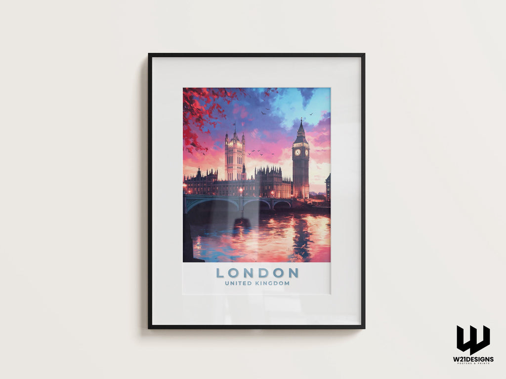 London Skyline Poster: Big Ben & Westminster Bridge Art Print