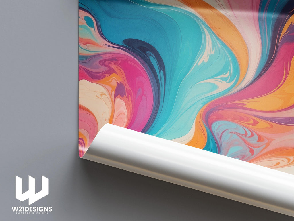 Abstract Fluid Art Print: Vibrant Swirls, Modern Home Decor