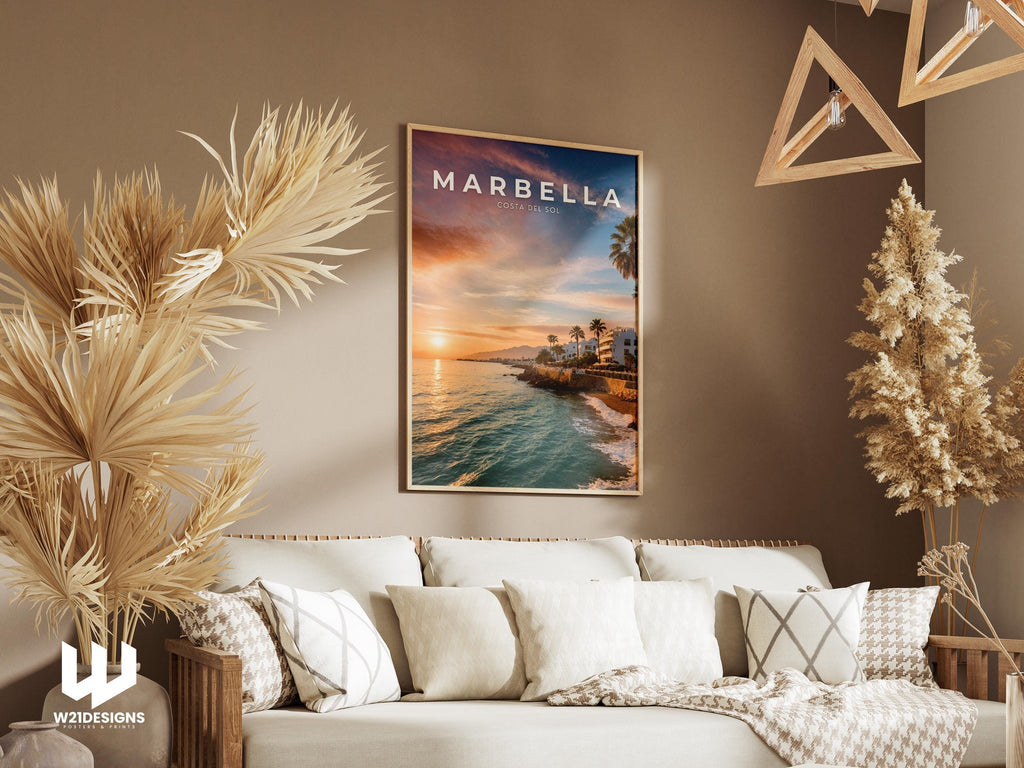 Marbella Sunset Beach Print: Costa del Sol Travel Poster