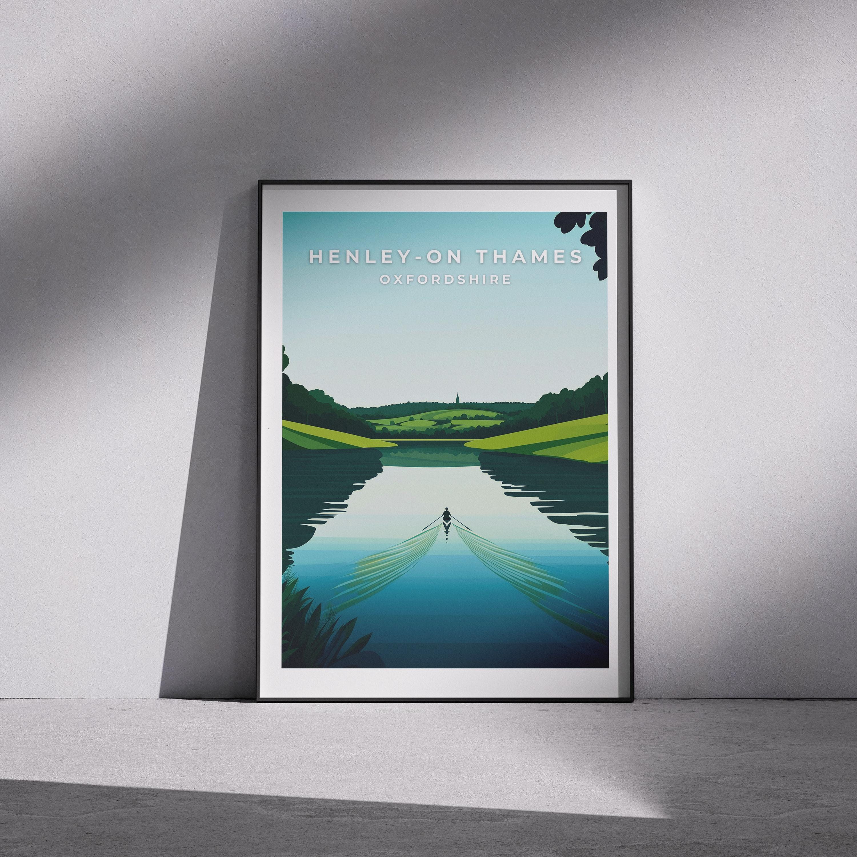 Henley-on-Thames Rowing Print: Minimalist River Thames Travel Poster