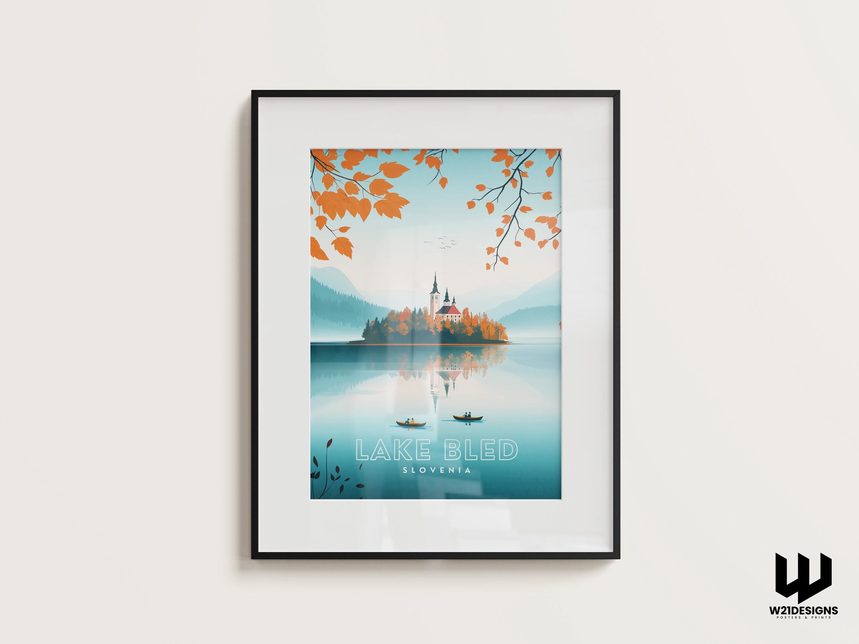 Lake Bled Print: Slovenia Travel Poster, Alpine Landscape Art