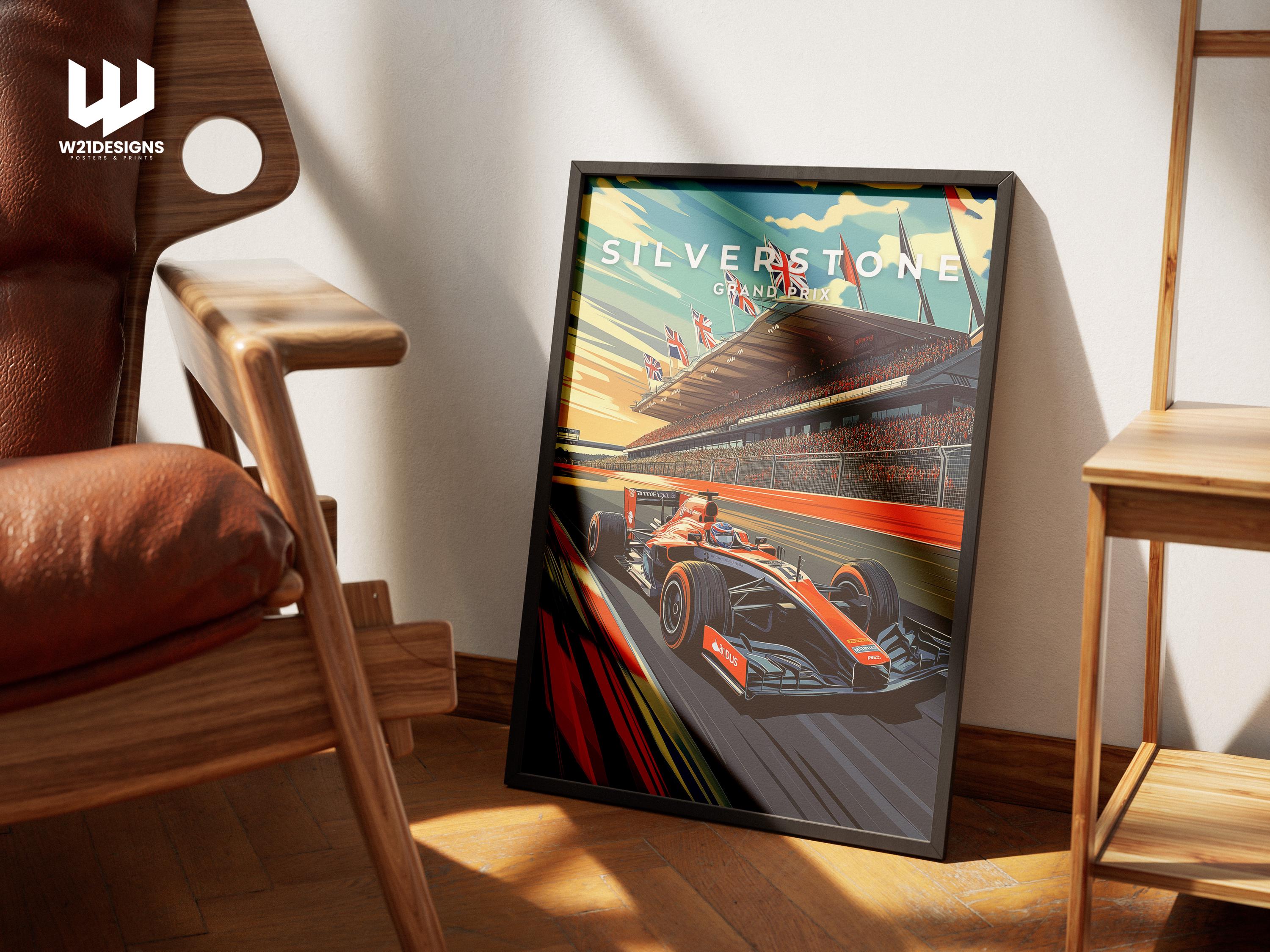 Silverstone Grand Prix Poster: Vintage British F1 Racing Art Print