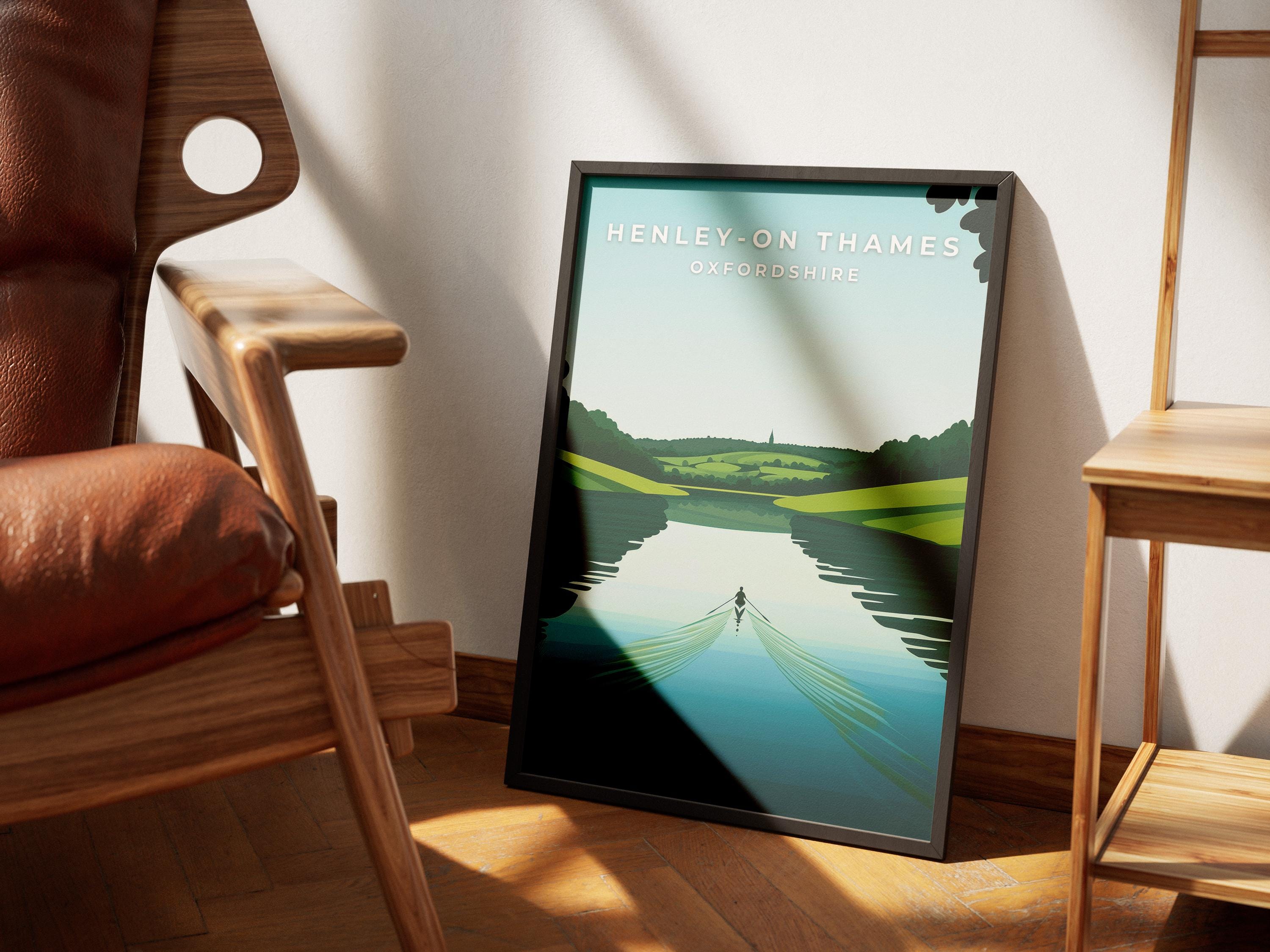 Henley-on-Thames Rowing Print: Minimalist River Thames Travel Poster