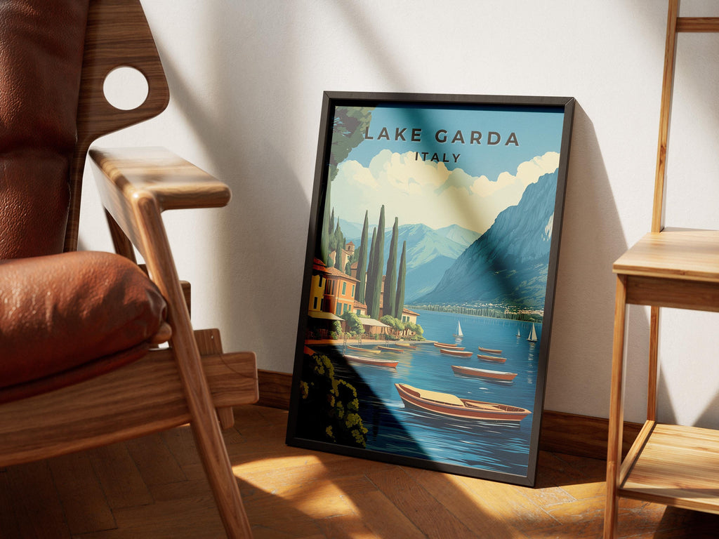 Lake Garda Vintage Travel Poster: Italy Scenic Wall Art