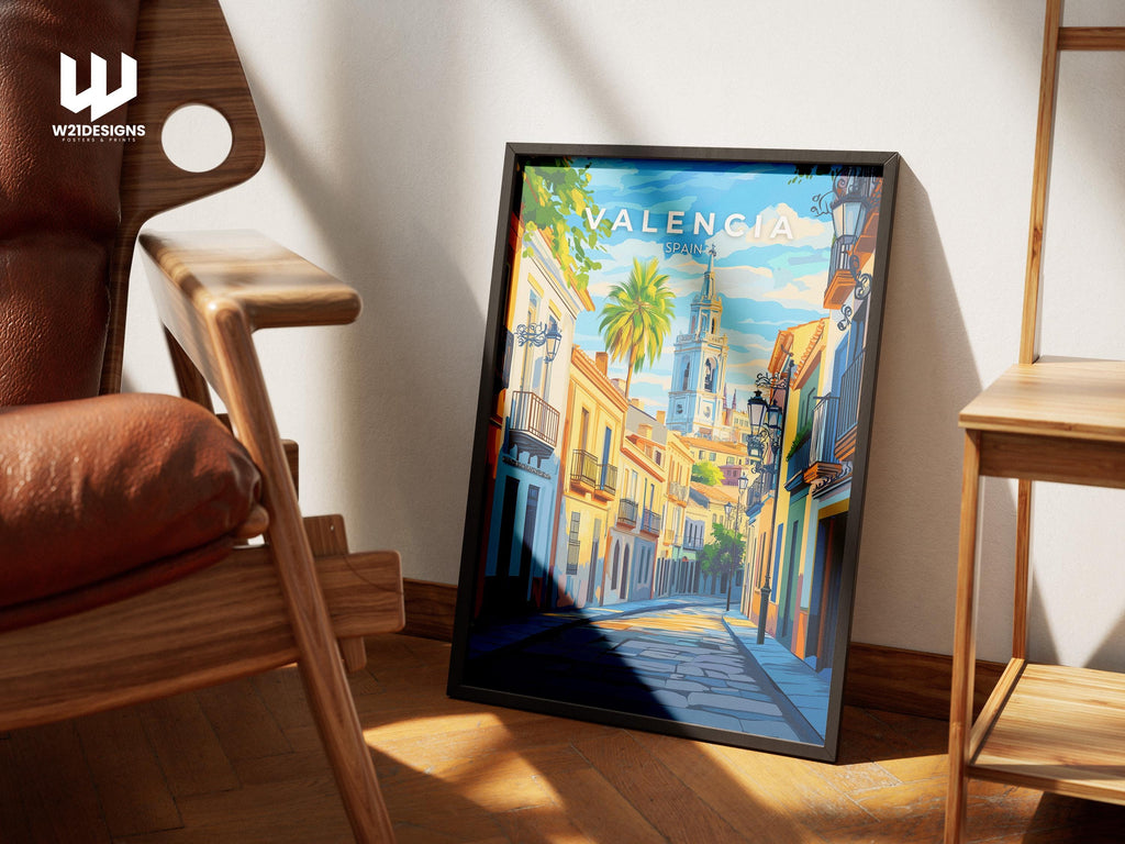 Valencia Old Town Print: Spain Travel Poster, Mediterranean Art