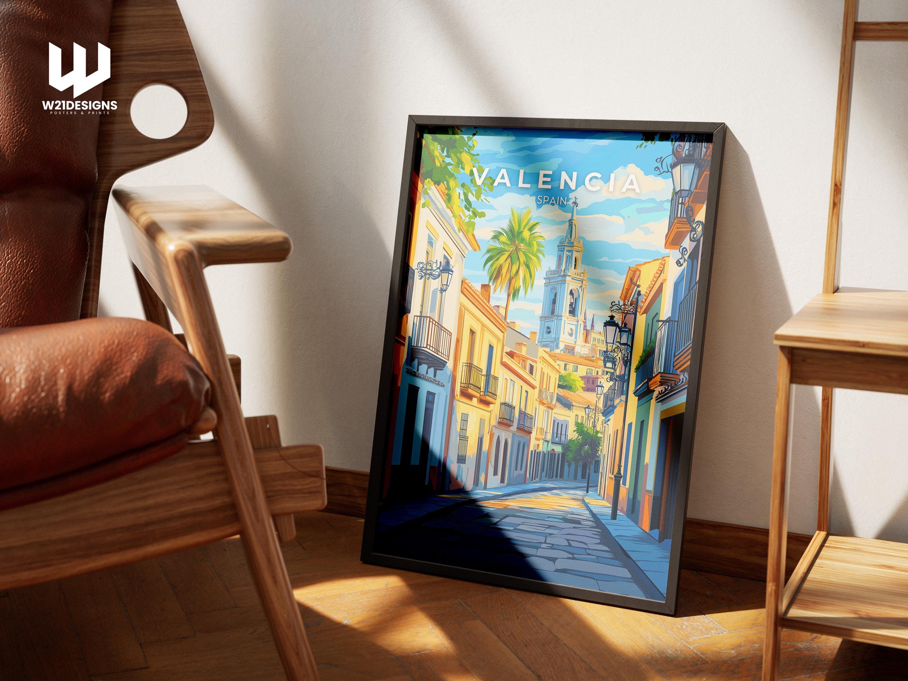 Valencia Old Town Print: Spain Travel Poster, Mediterranean Art