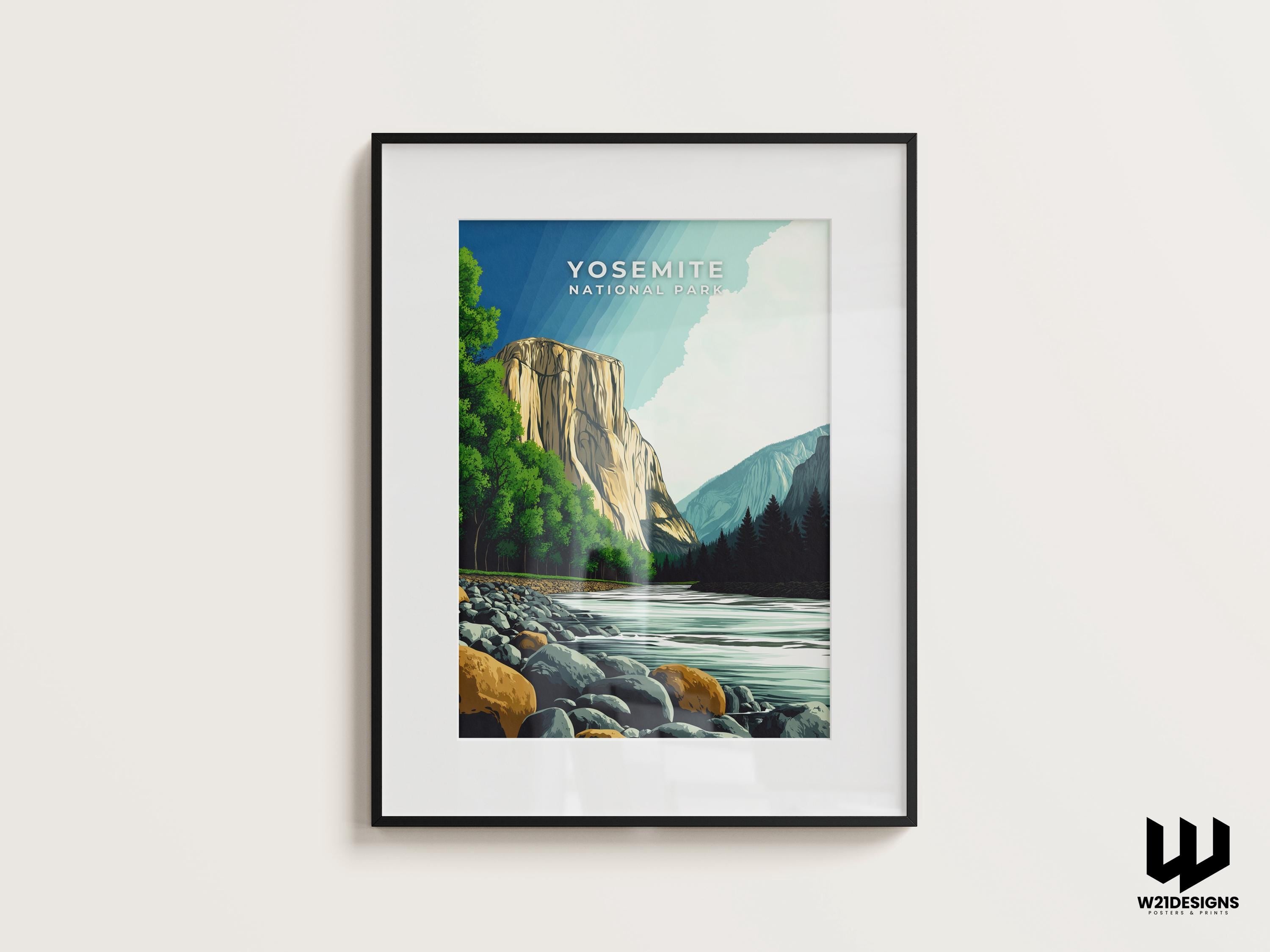 Vintage Yosemite National Park Poster: Scenic Mountain Landscape Art