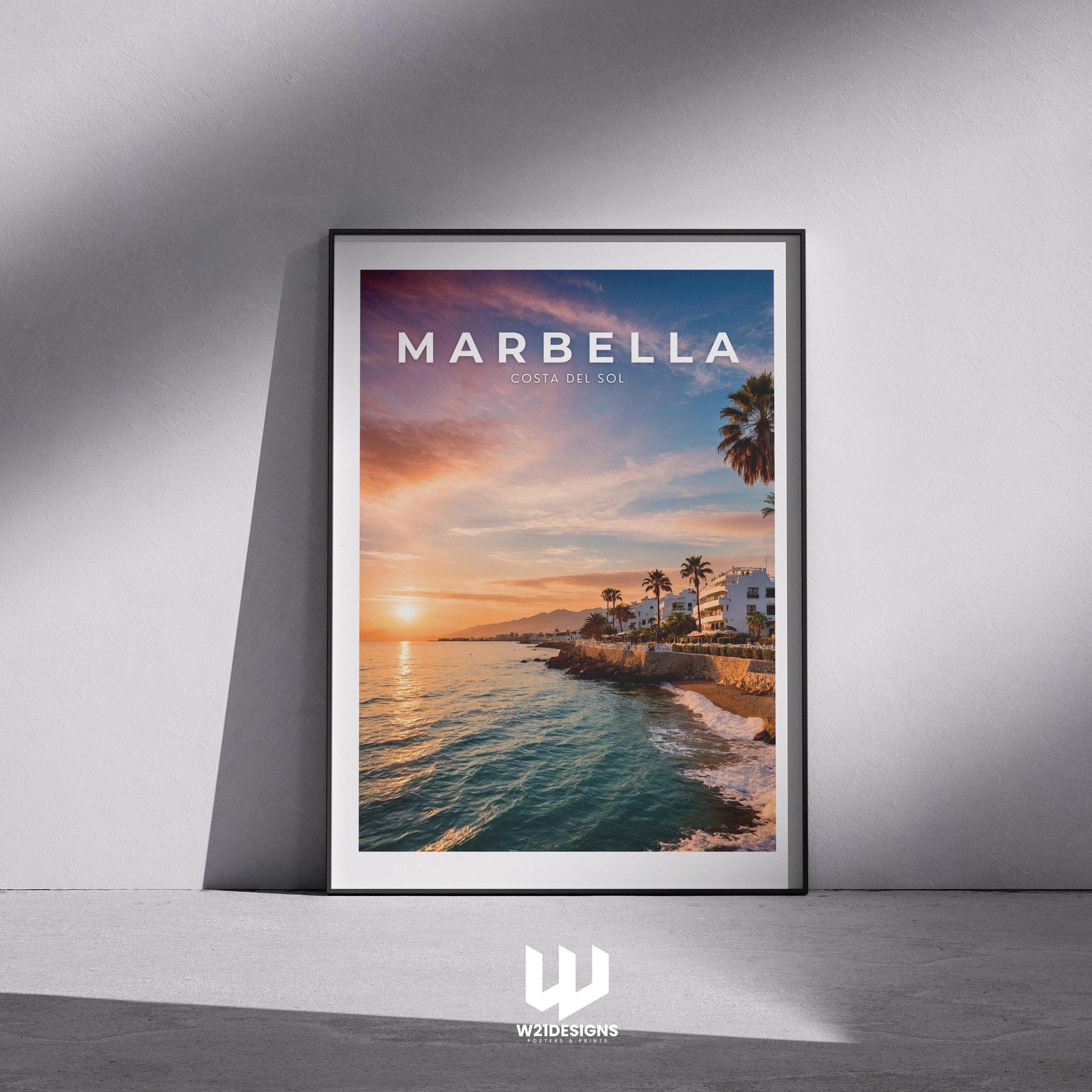 Marbella Sunset Beach Print: Costa del Sol Travel Poster