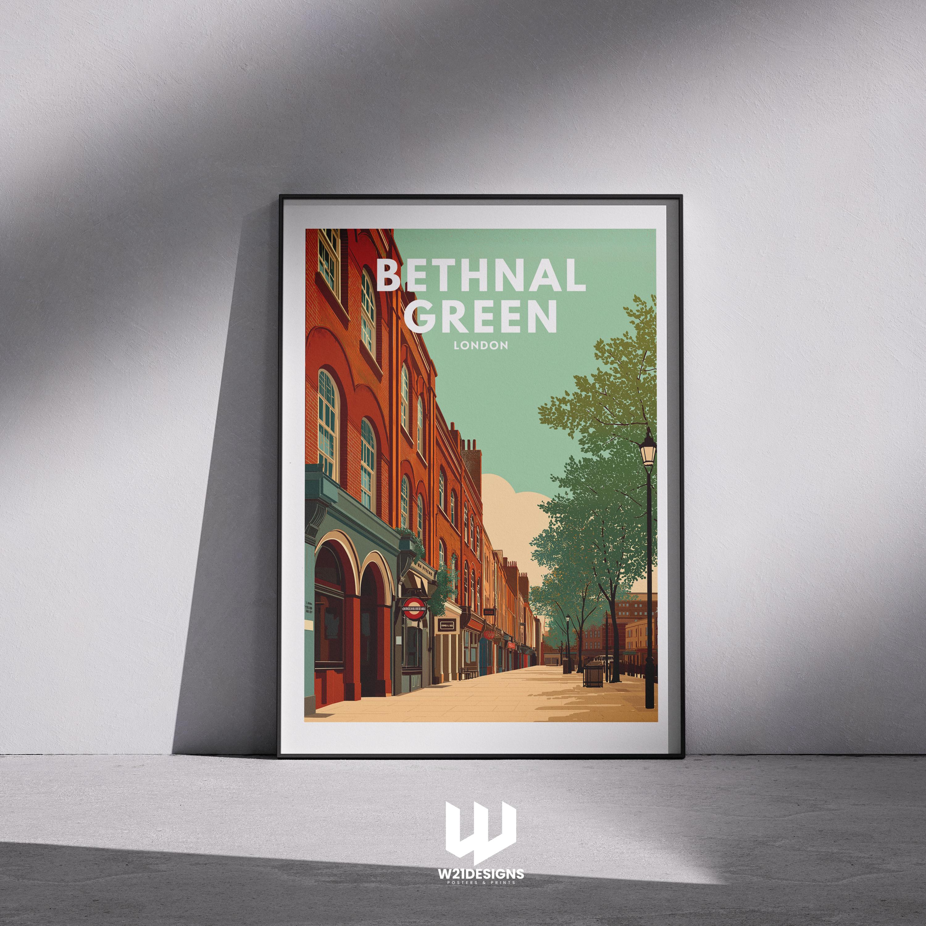 Bethnal Green London Travel Poster | East London Wall Art | Vintage City Illustration
