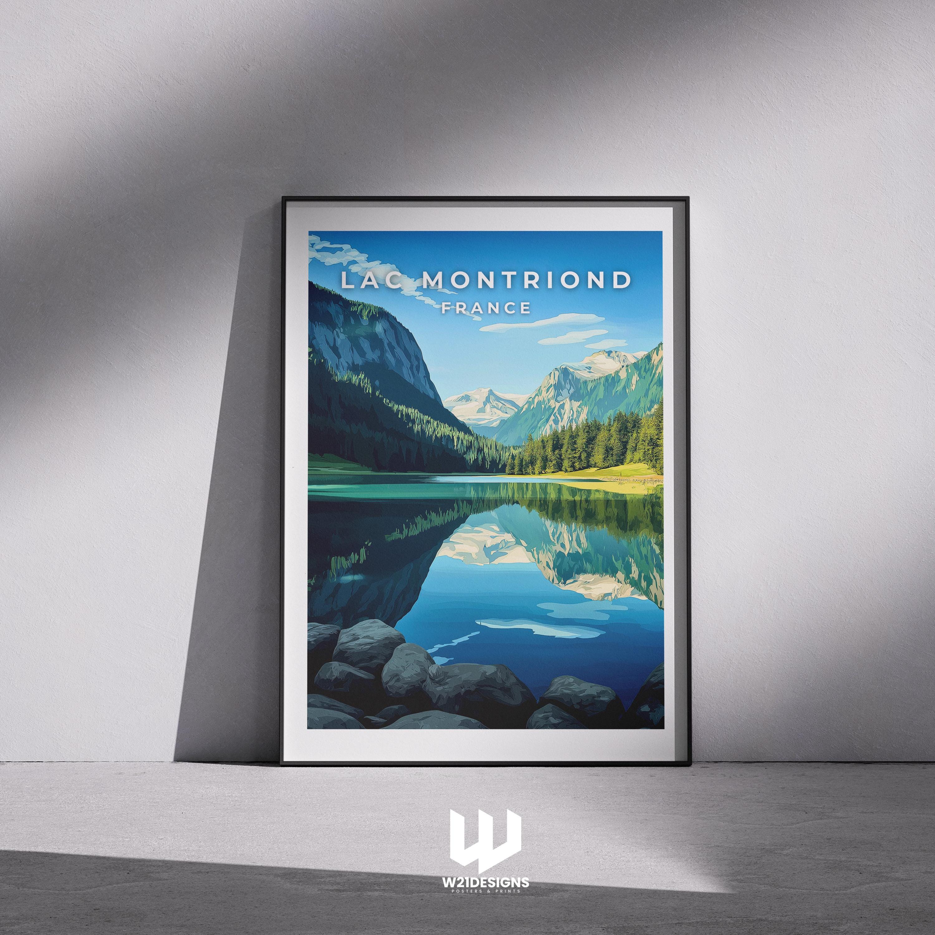 Lac de Montriond France Travel Poster: Vintage Alpine Lake Art