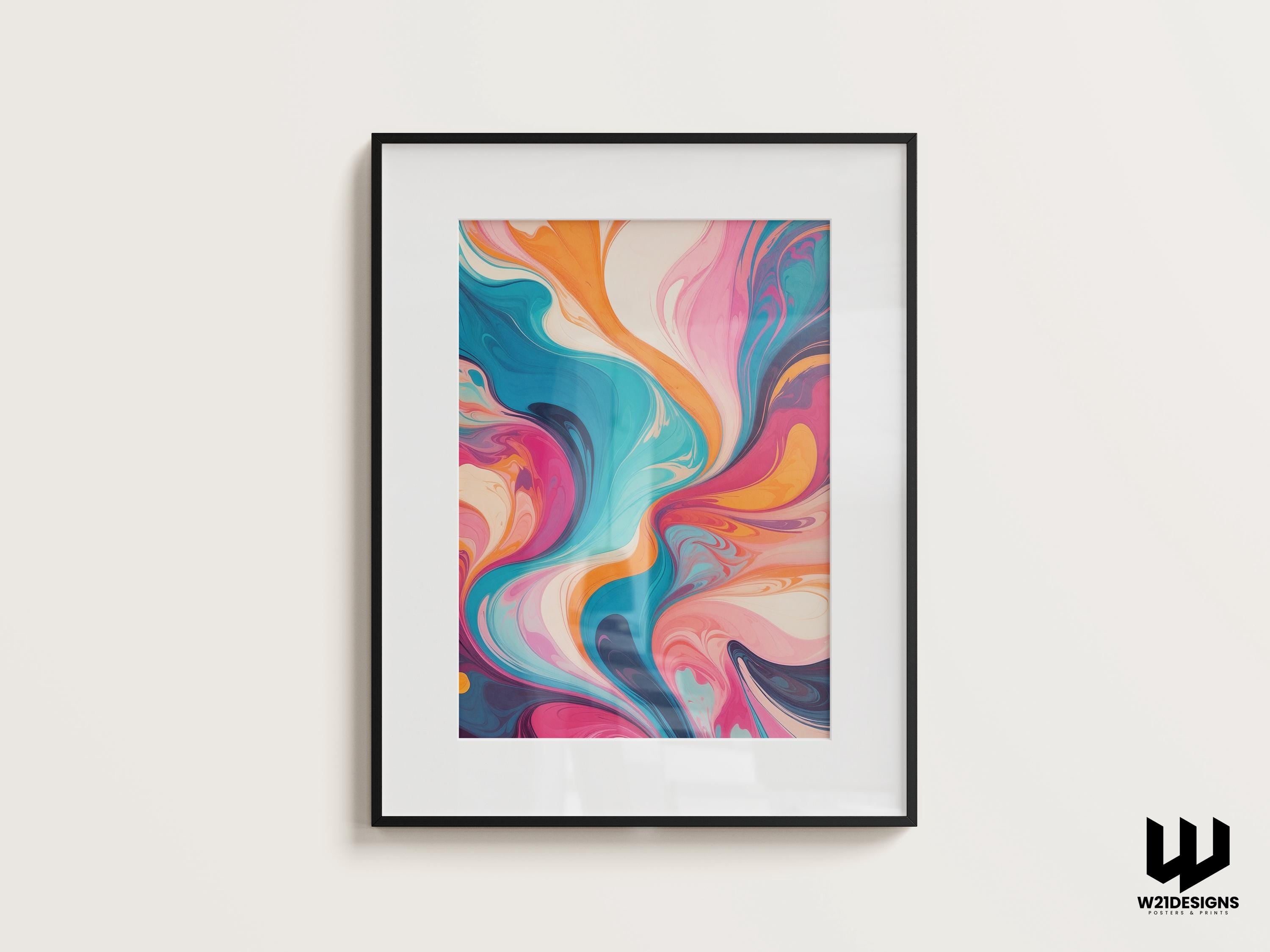 Abstract Fluid Art Print: Vibrant Swirls, Modern Home Decor