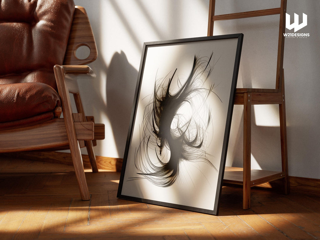 Minimalist Black and White Abstract Art Print (Digital Download)