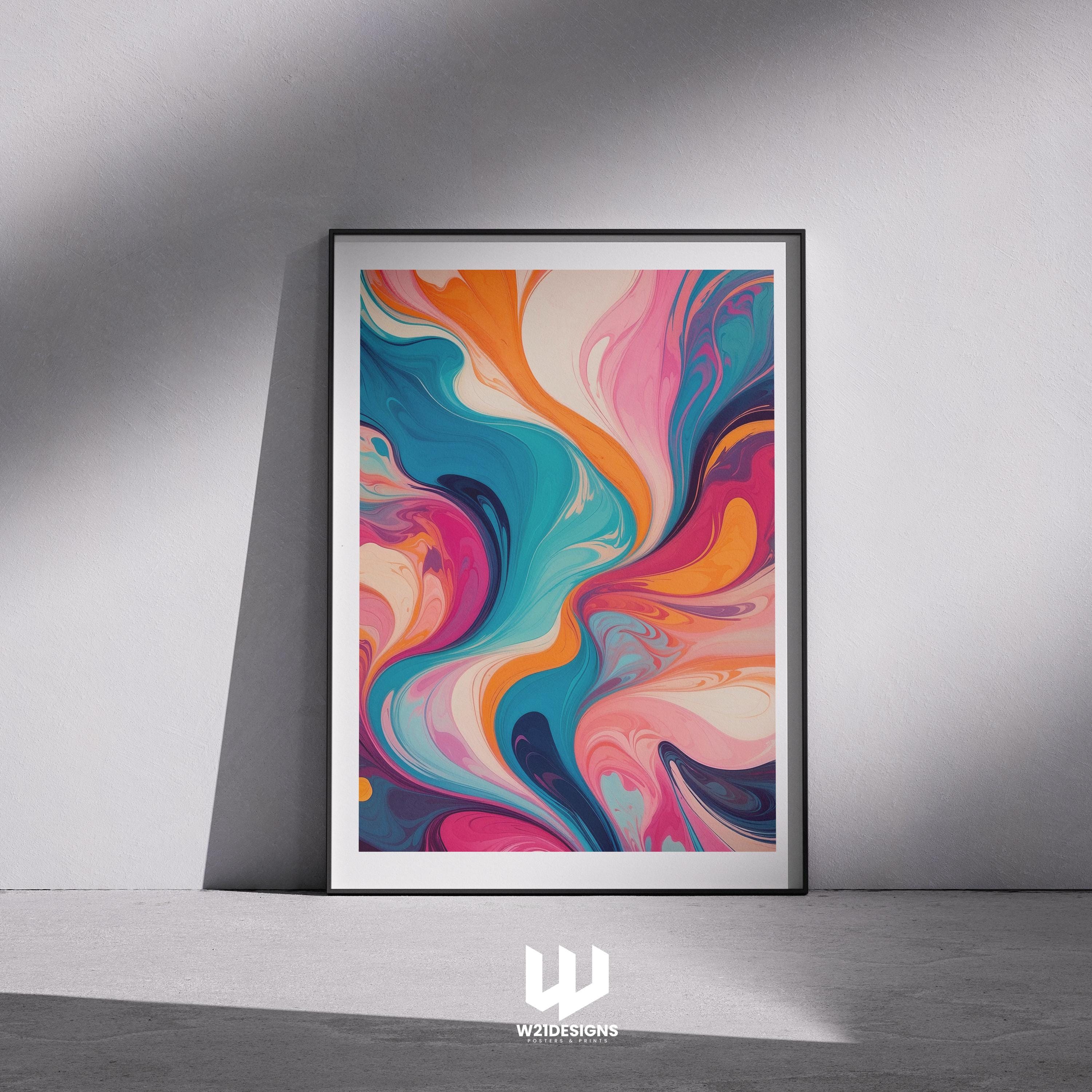 Abstract Fluid Art Print: Vibrant Swirls, Modern Home Decor