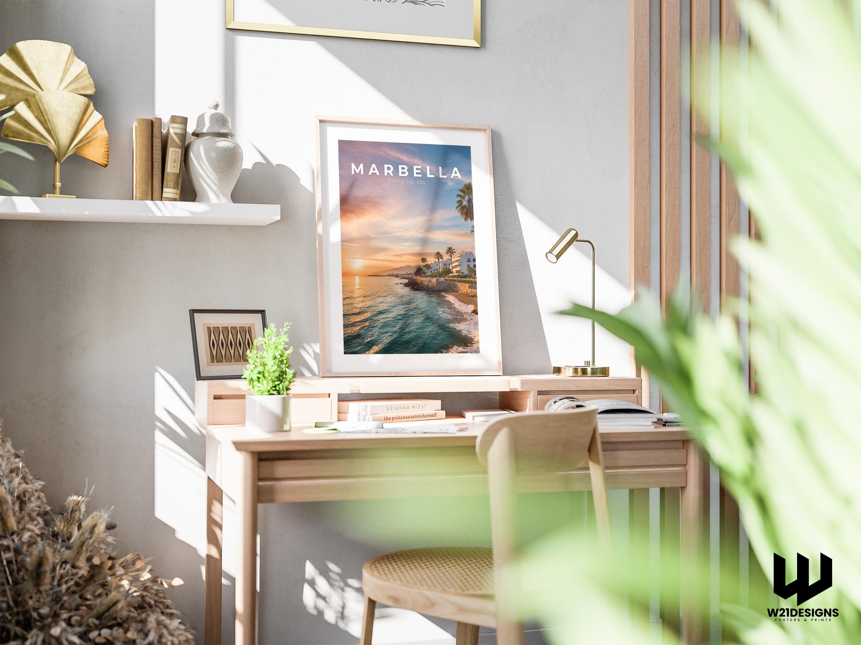 Marbella Sunset Beach Print: Costa del Sol Travel Poster