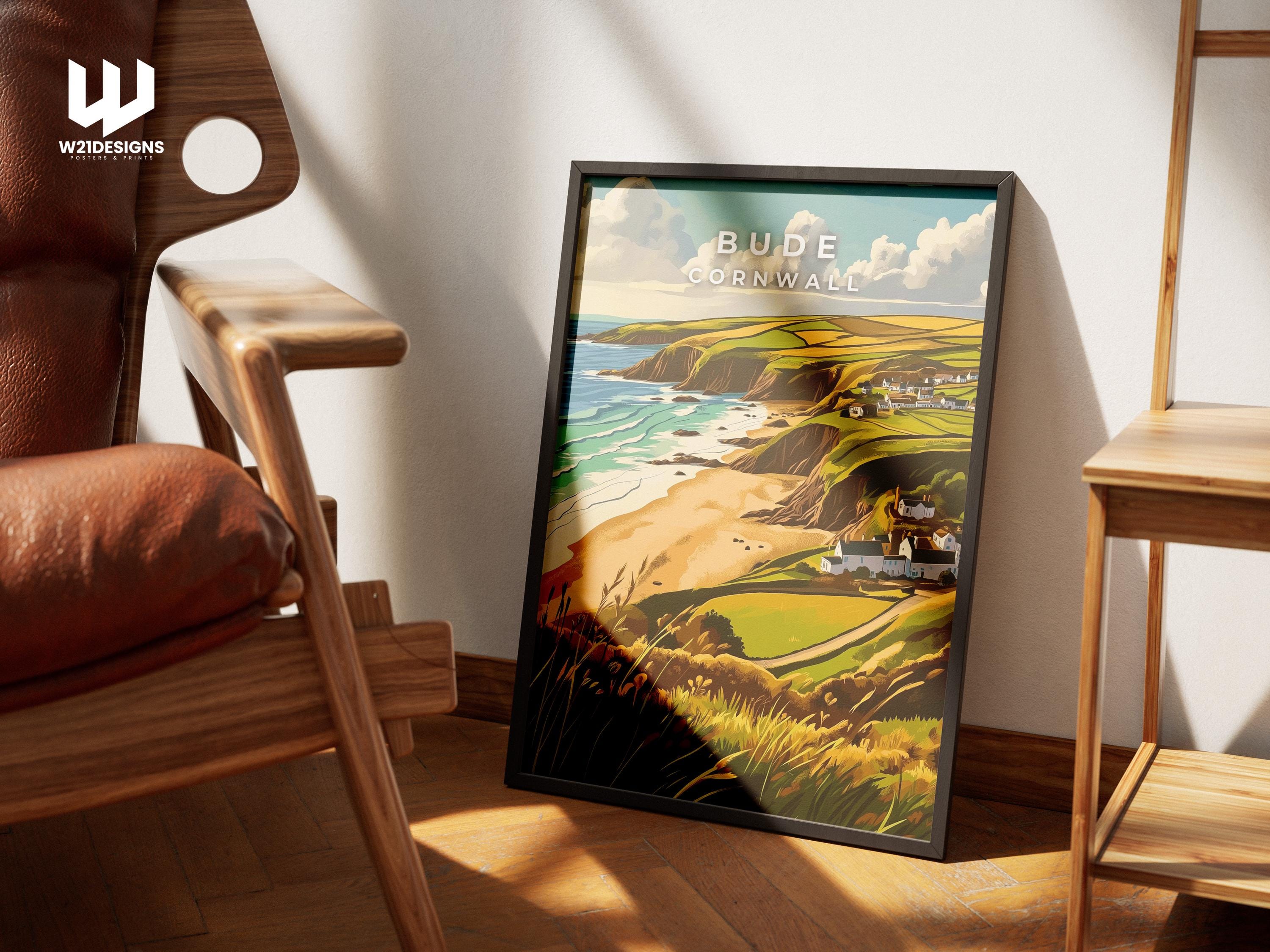 Bude Cornwall Travel Poster: Vintage Seaside Art
