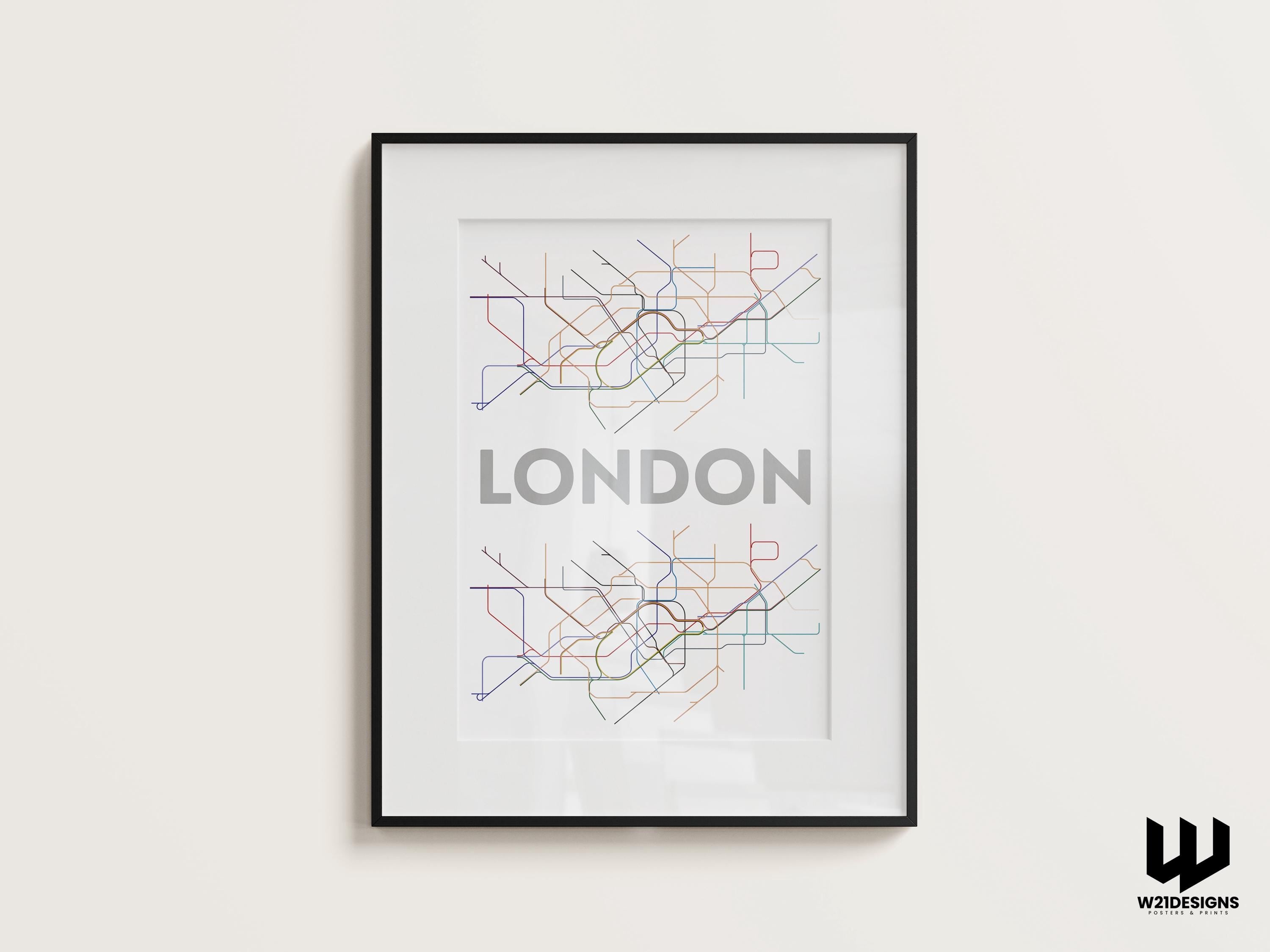 London Underground Map Print: Minimalist Commuter Wall Art