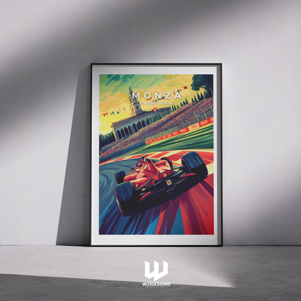 Monza Grand Prix Poster: Ferrari F1 Racing Art Print