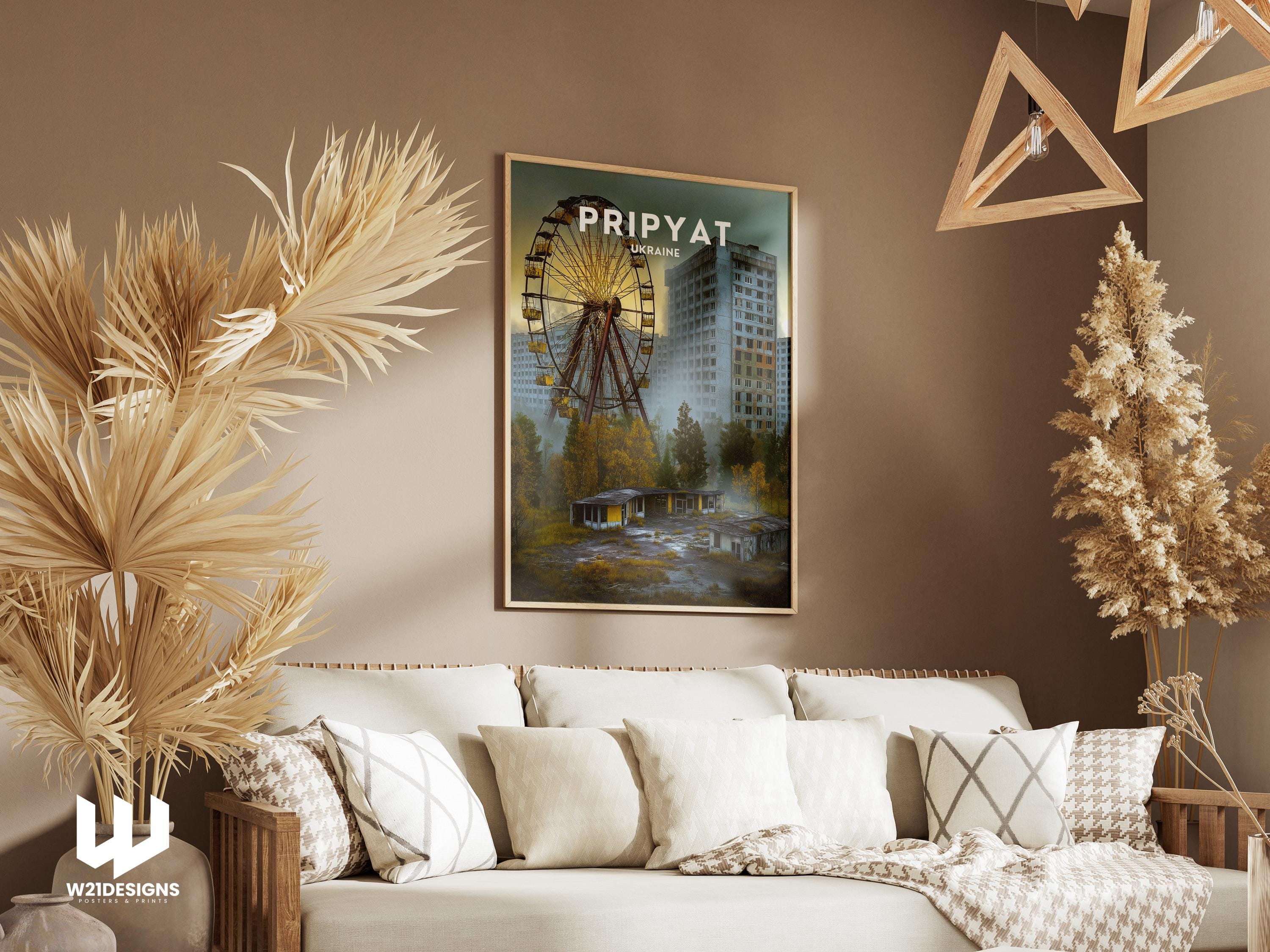 Pripyat Ukraine Poster - Chernobyl Travel Print, Abandoned City Wall Art, Urban Decay Decor, Soviet Architecture Home Artwork