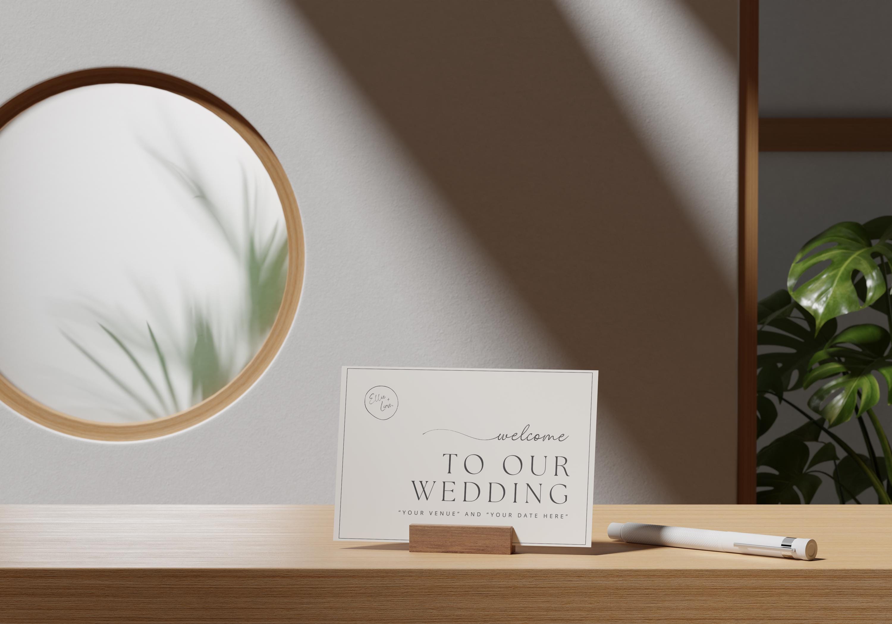 Wedding Welcome Sign | Personalised Minimalist Decor | Custom Editable Venue & Date Sign | Modern Reception Signage