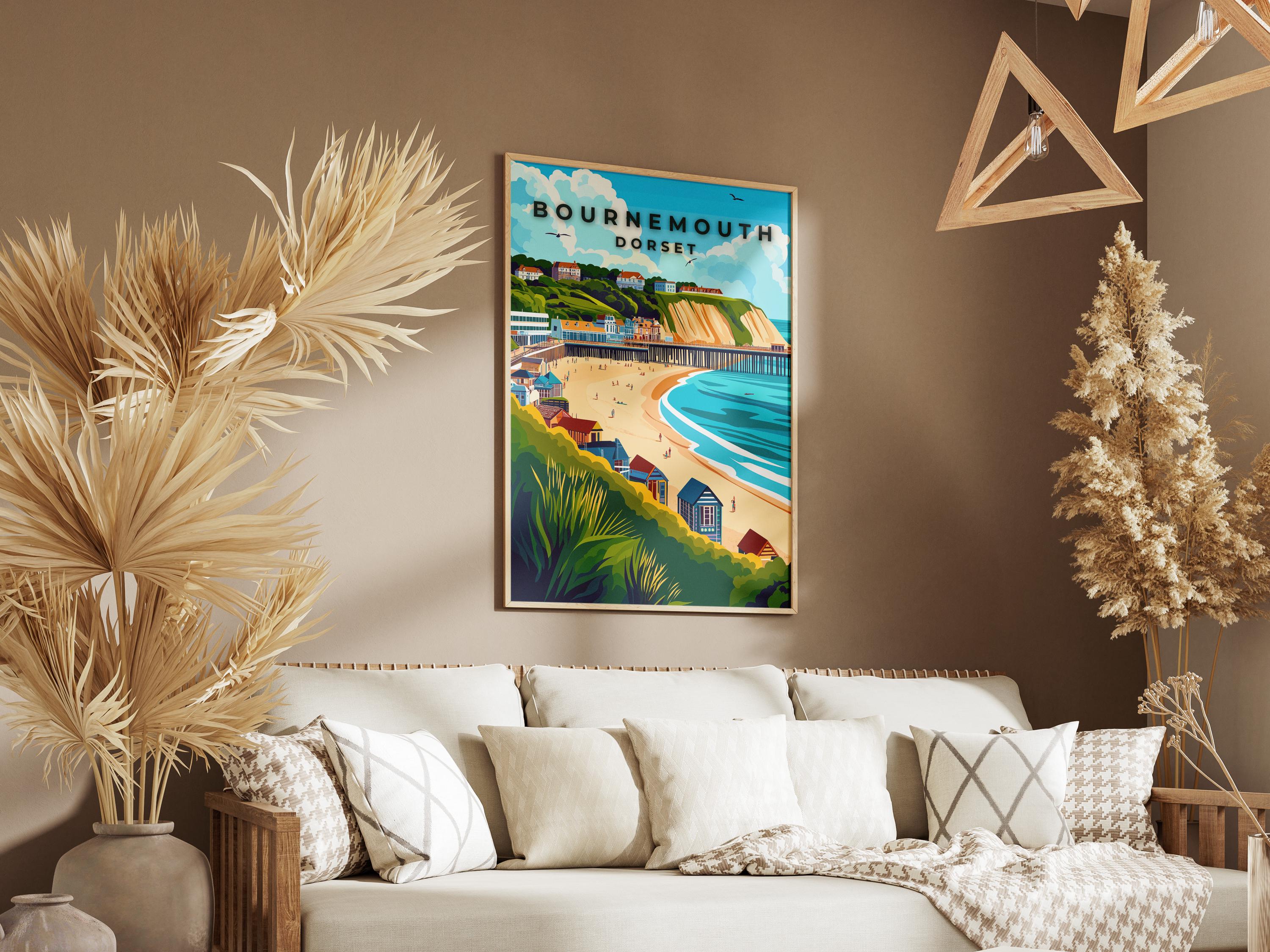 Bournemouth Pier Vintage Travel Poster: Dorset Coastal Art Print