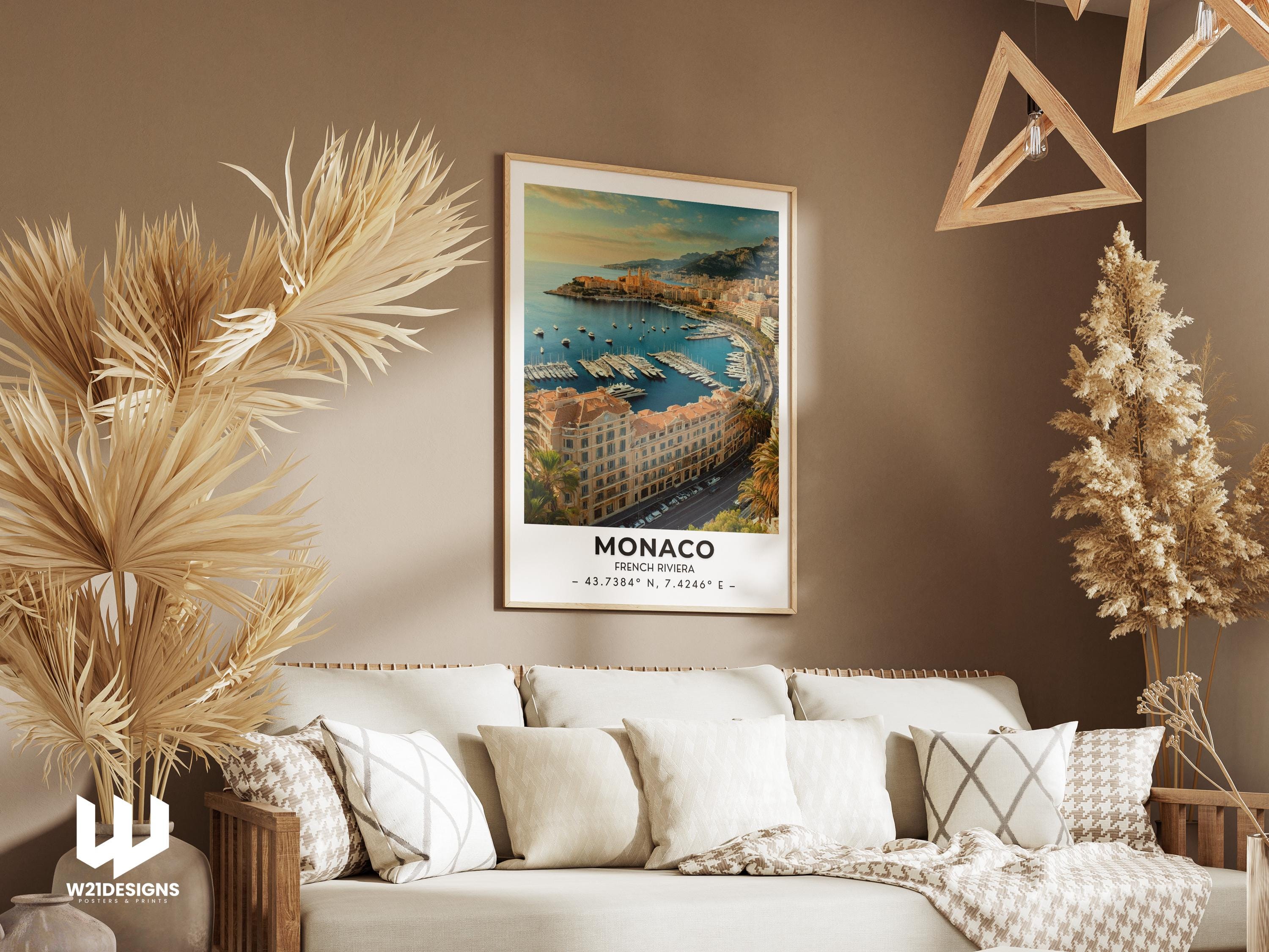 Monaco Travel Poster: French Riviera Yacht Harbor Art