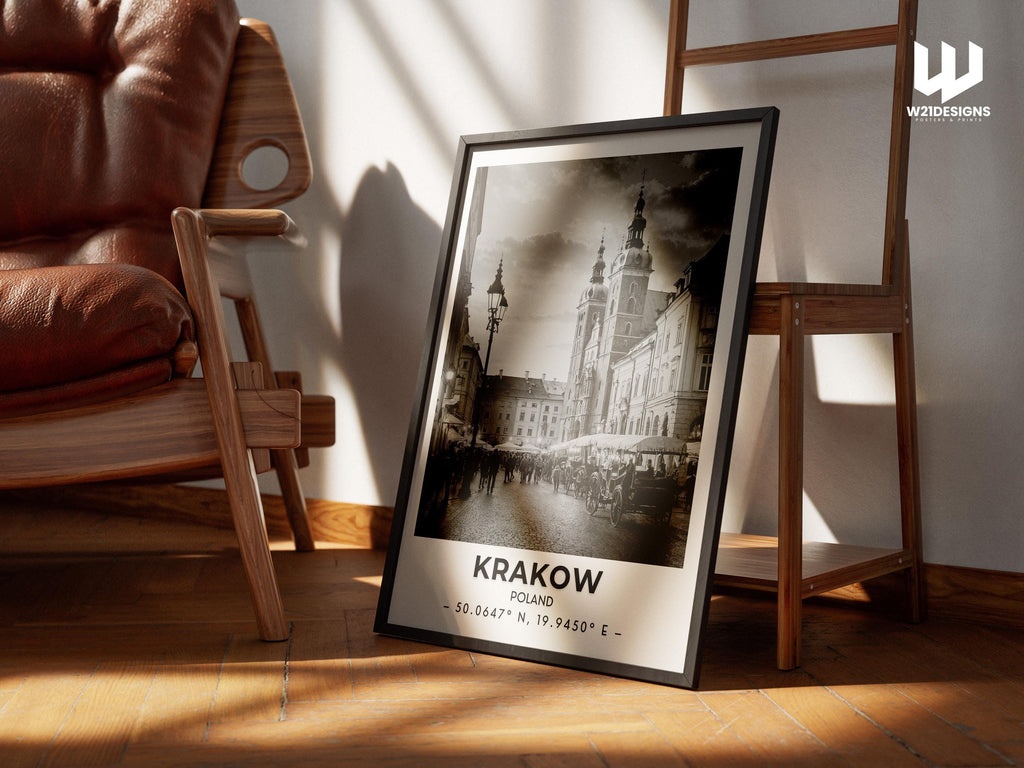 Krakow Poland Travel Print: Historic Cityscape Wall Art