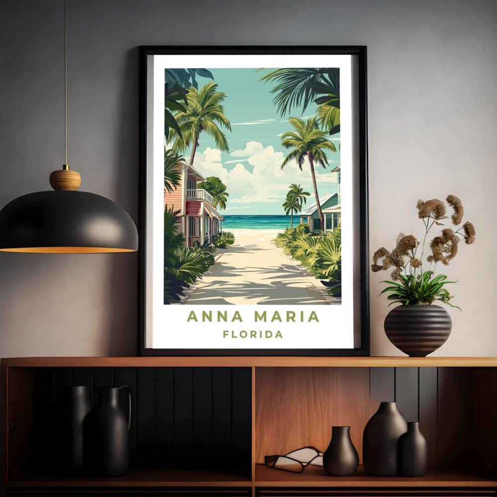 Anna Maria Island Vintage Travel Poster: Florida Coastal Art Print