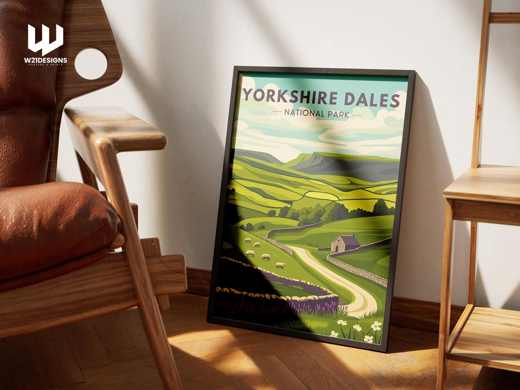 Yorkshire Dales National Park Landscape Poster: UK Countryside Wall Art Print for Nature Lovers