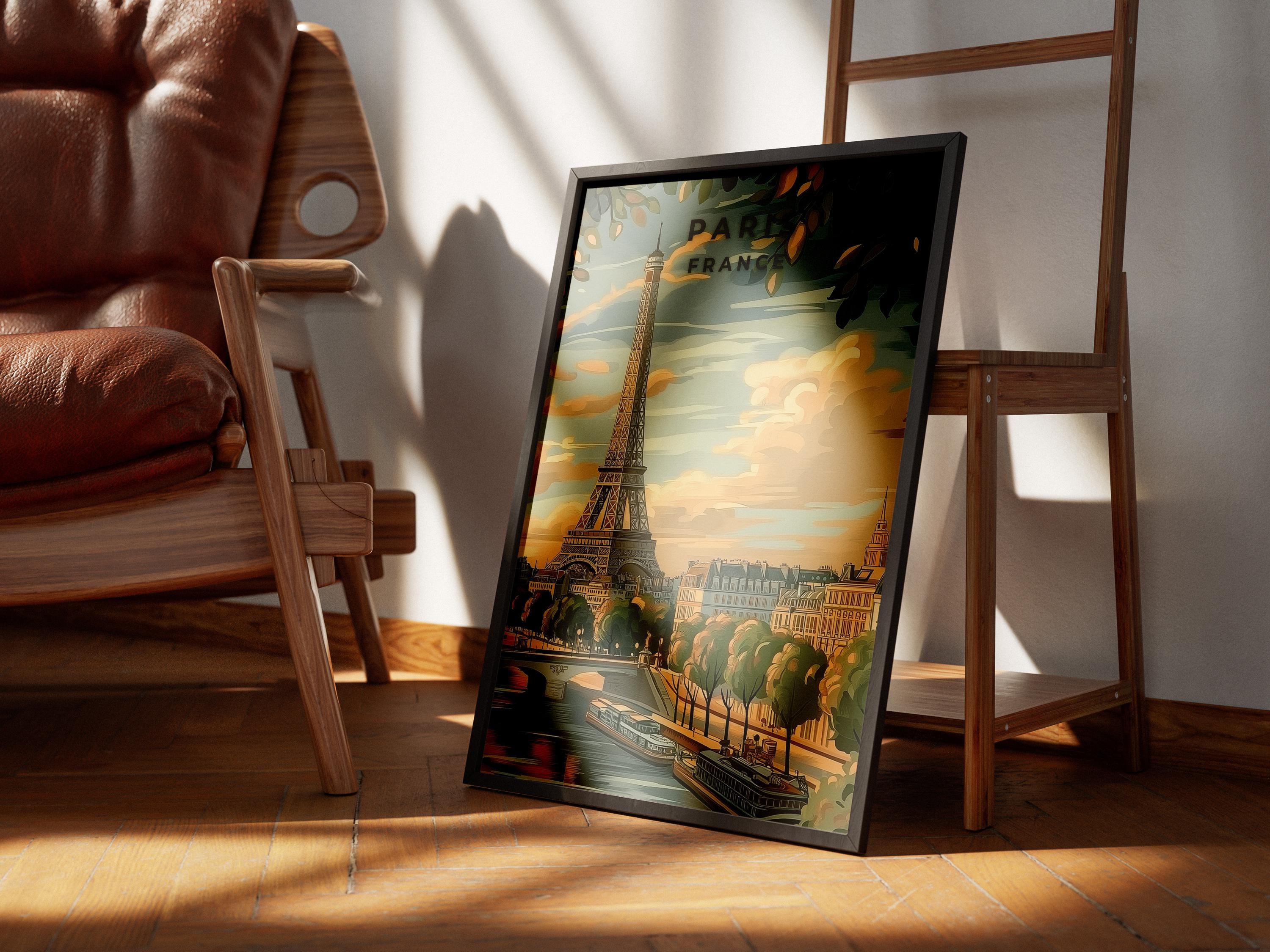 Eiffel Tower Paris Print: Vintage France Travel Poster