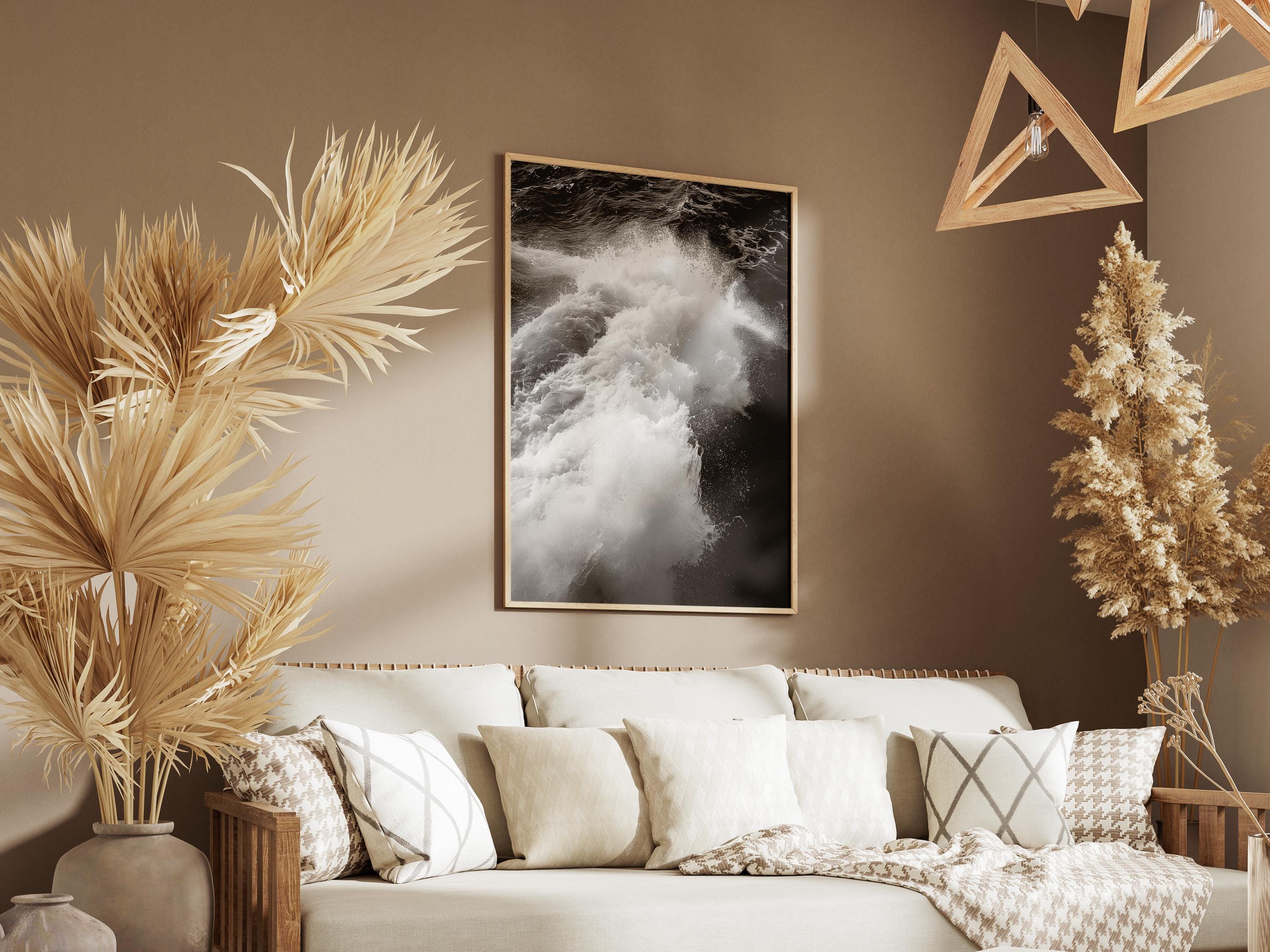 Black and White Ocean Wave Photography Print: Minimalist Coastal Art