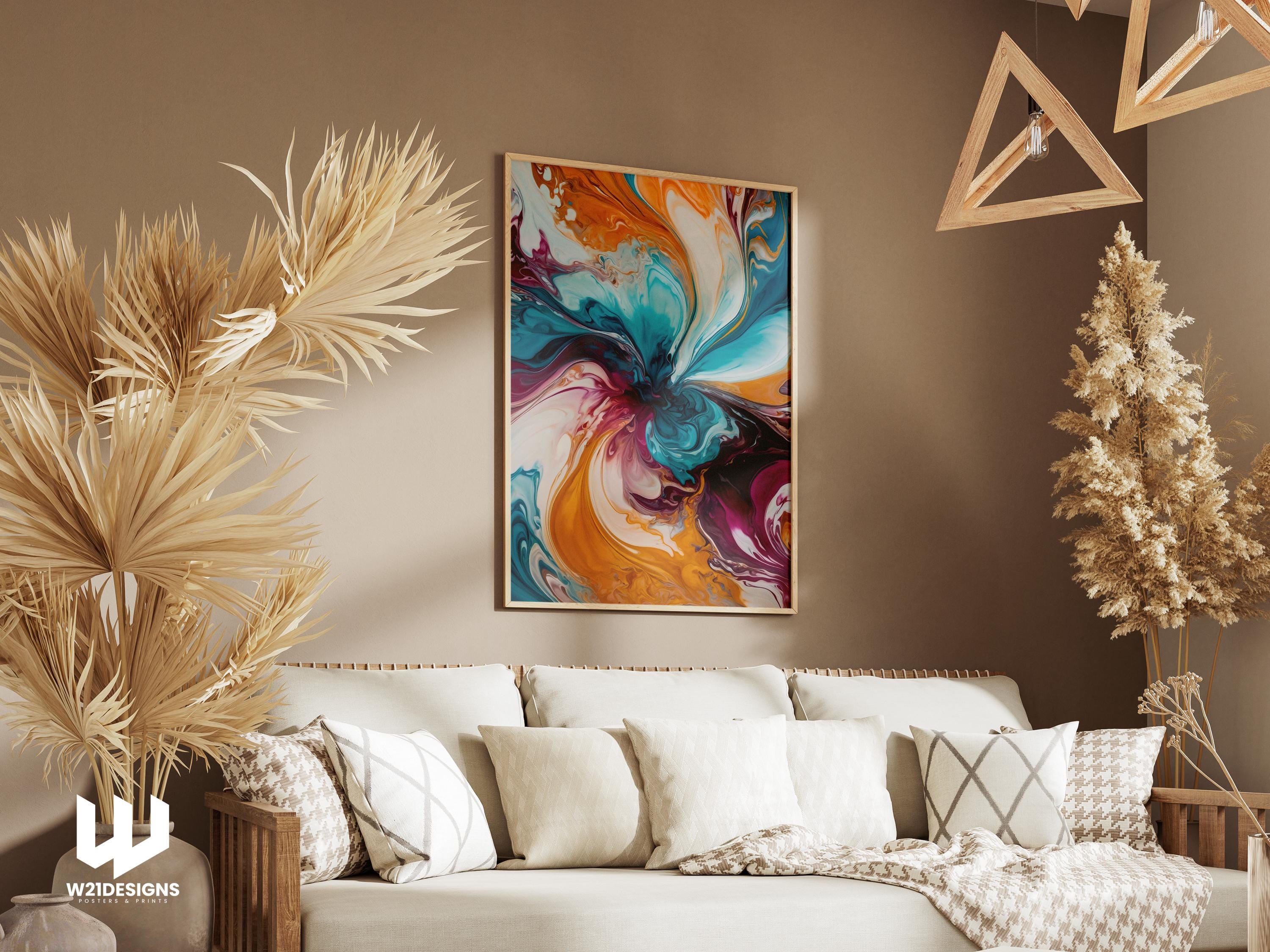 Abstract Fluid Art Print: Colorful Swirls, Modern Home Decor