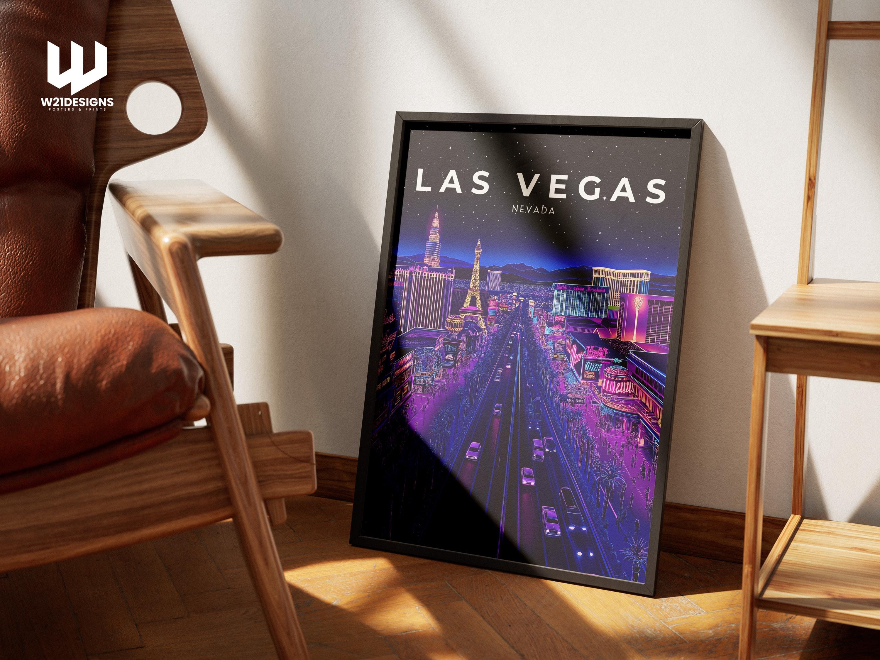 Las Vegas Travel Print - Neon City Wall Art, Nevada Poster, Las Vegas Strip Artwork, USA Travel Decor, Vibrant Nightscape, Personalised Gift