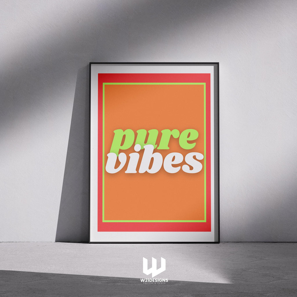Pure Vibes Print: Retro 90s Y2K Neon Wall Art