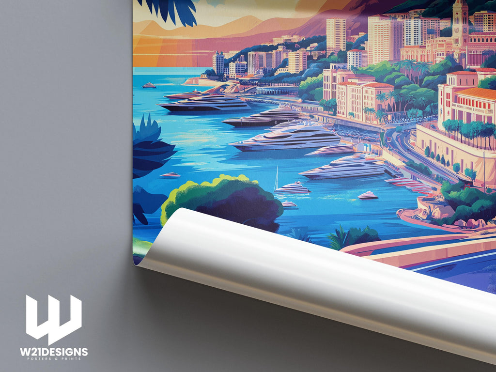 Monaco Travel Poster: French Riviera, Luxury Car Art