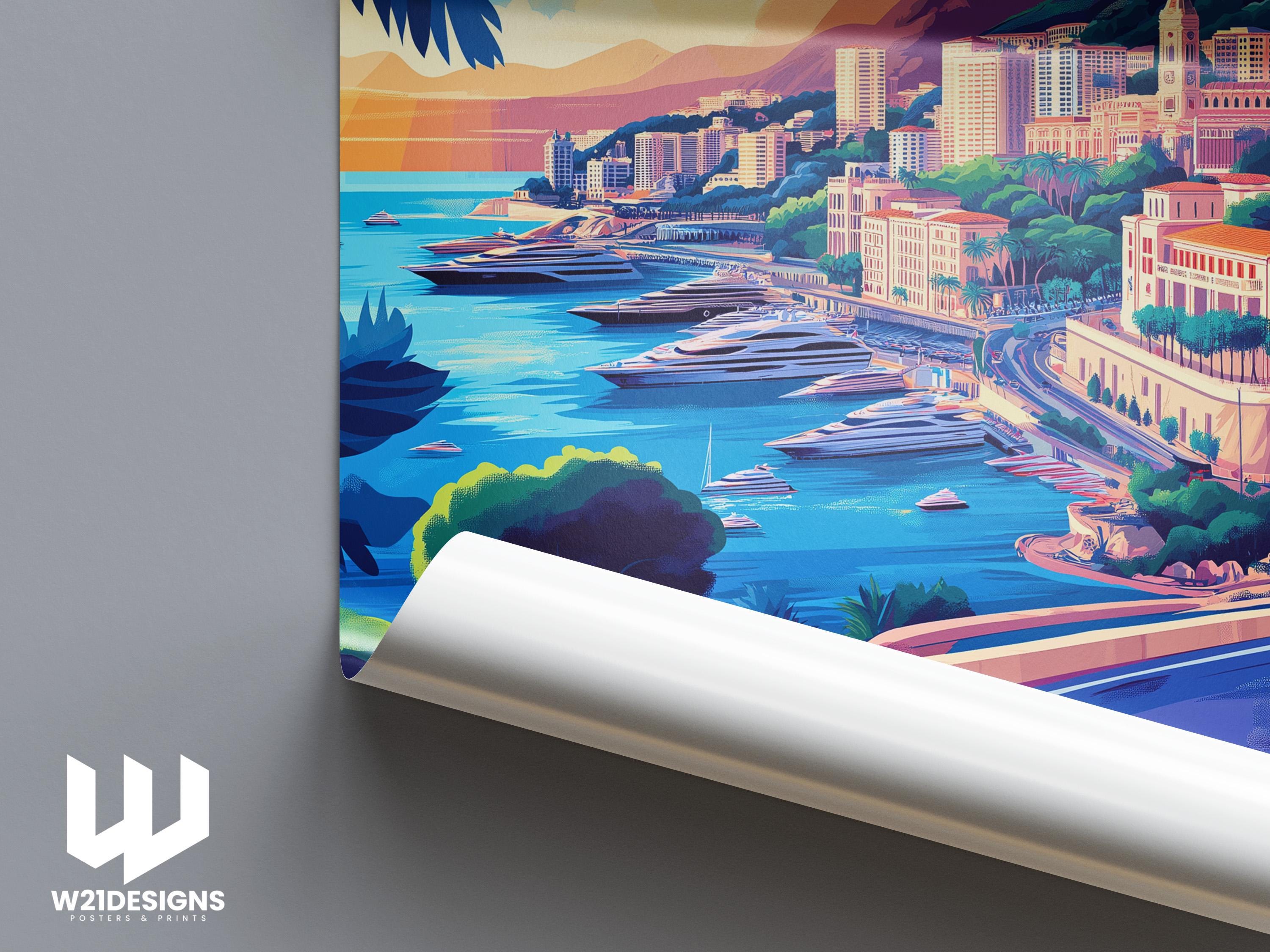 Monaco Travel Poster: French Riviera, Luxury Car Art