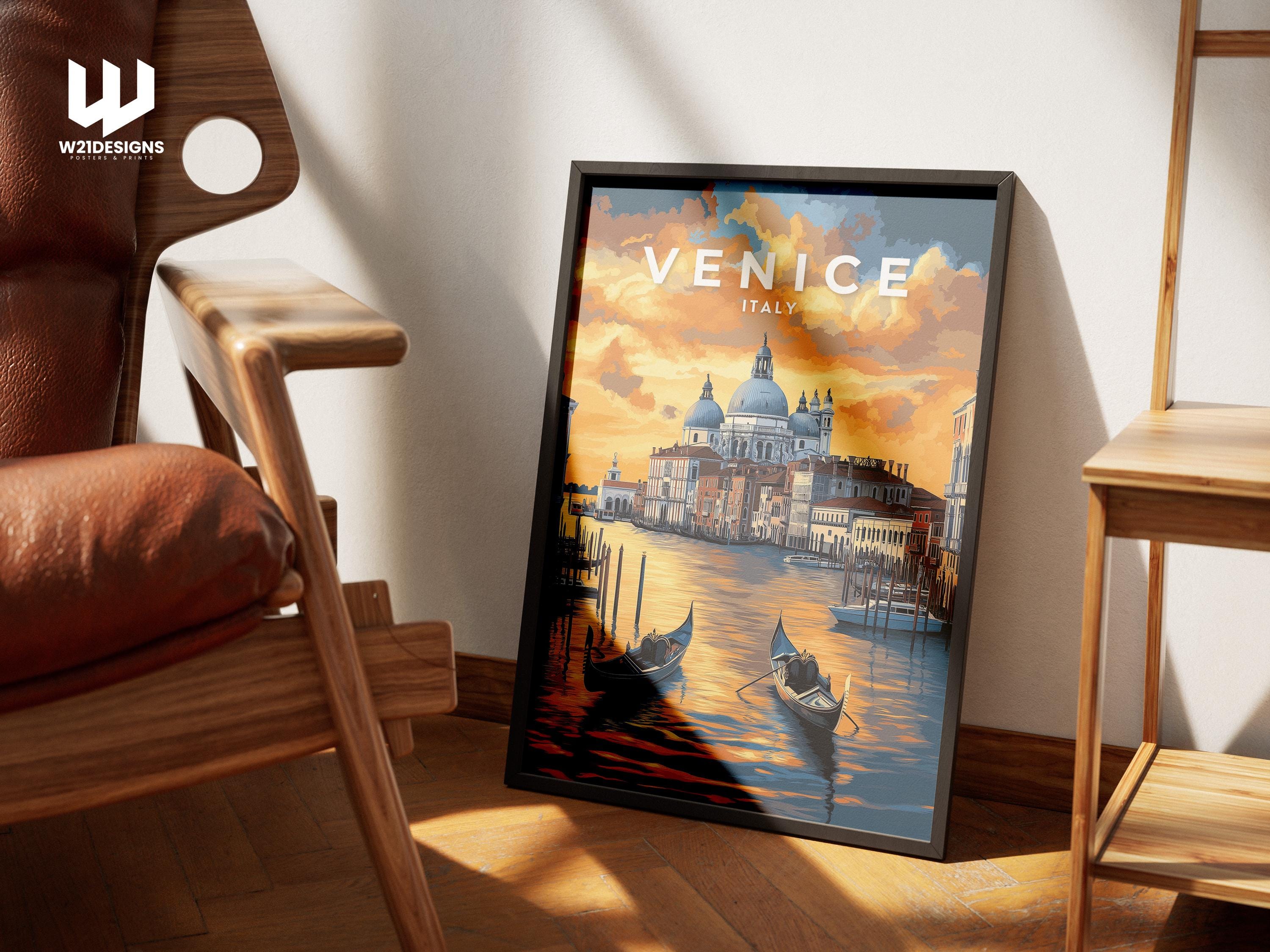 Venice Italy Travel Print: Grand Canal Gondolas, Sunset Art