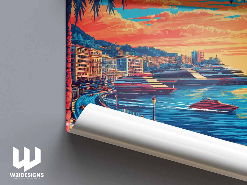 Monaco Grand Prix Travel Poster: French Riviera F1 Racing Art
