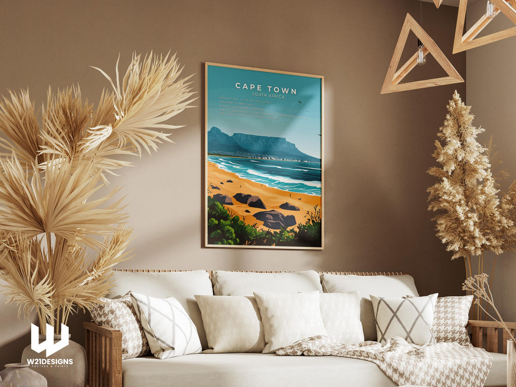 Cape Town Travel Poster: South Africa, Table Mountain Art