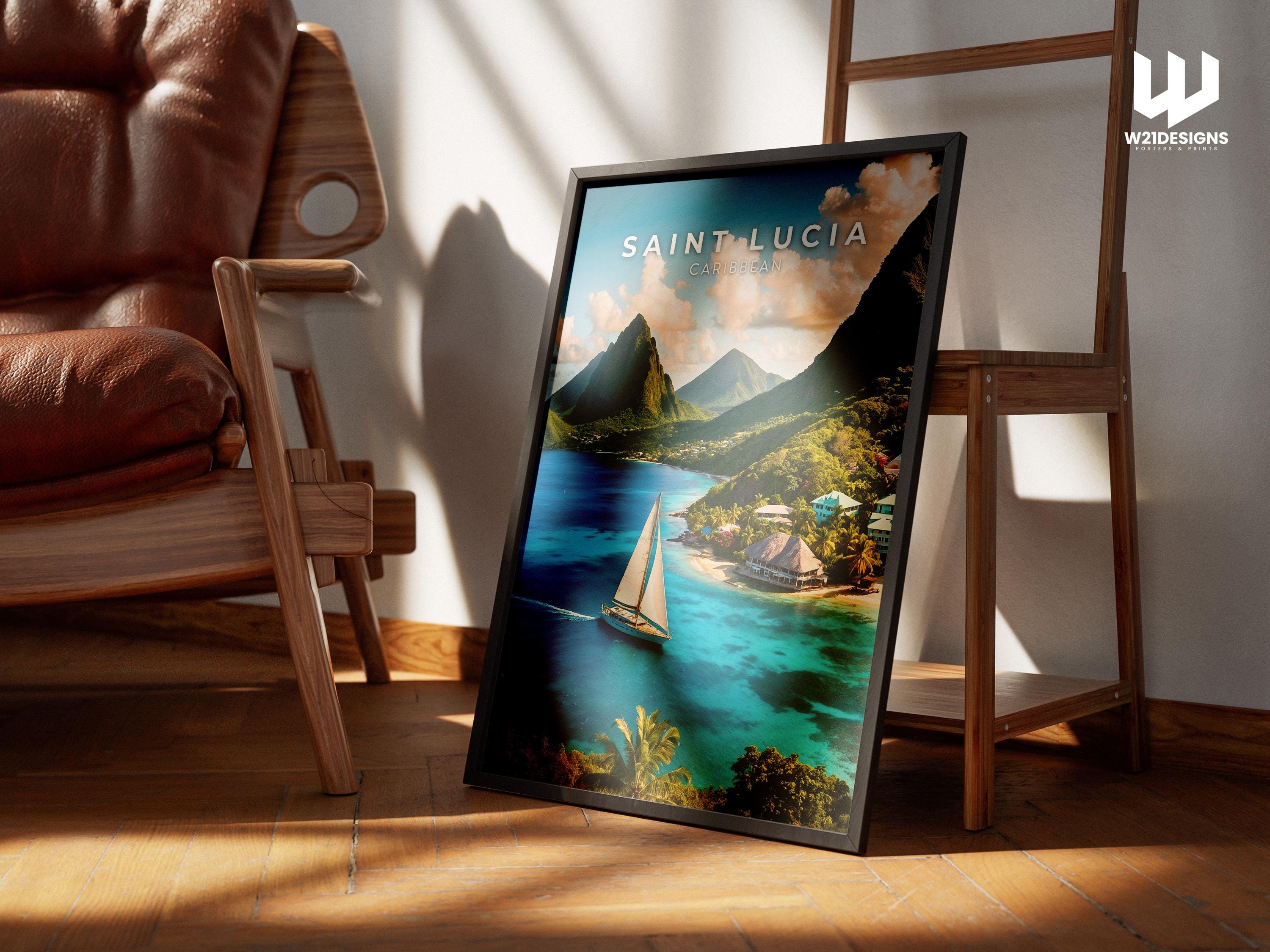 Saint Lucia Travel Poster: Caribbean Island Paradise Art Print