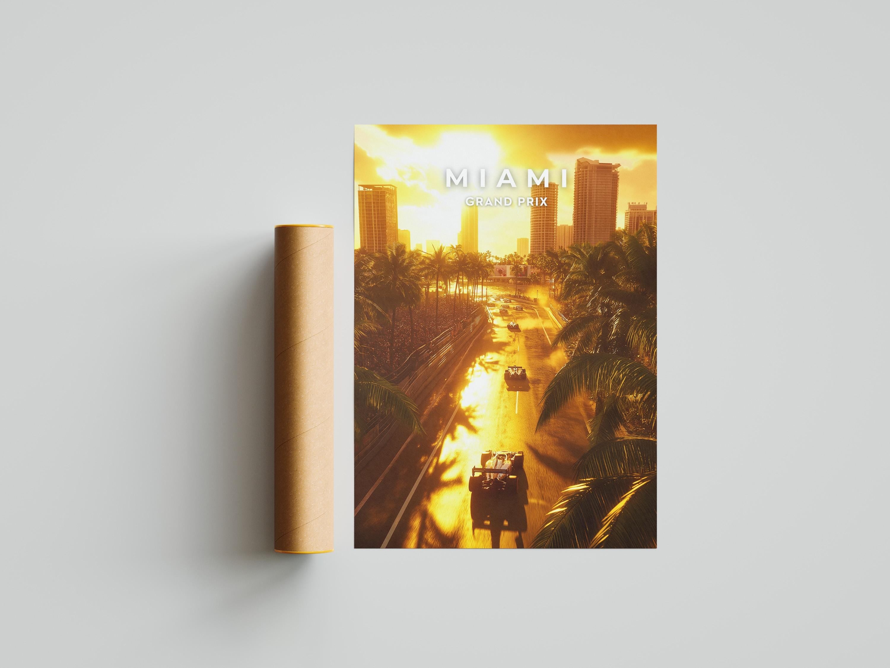 Miami Grand Prix Poster: F1 Racing Sunset Art Print