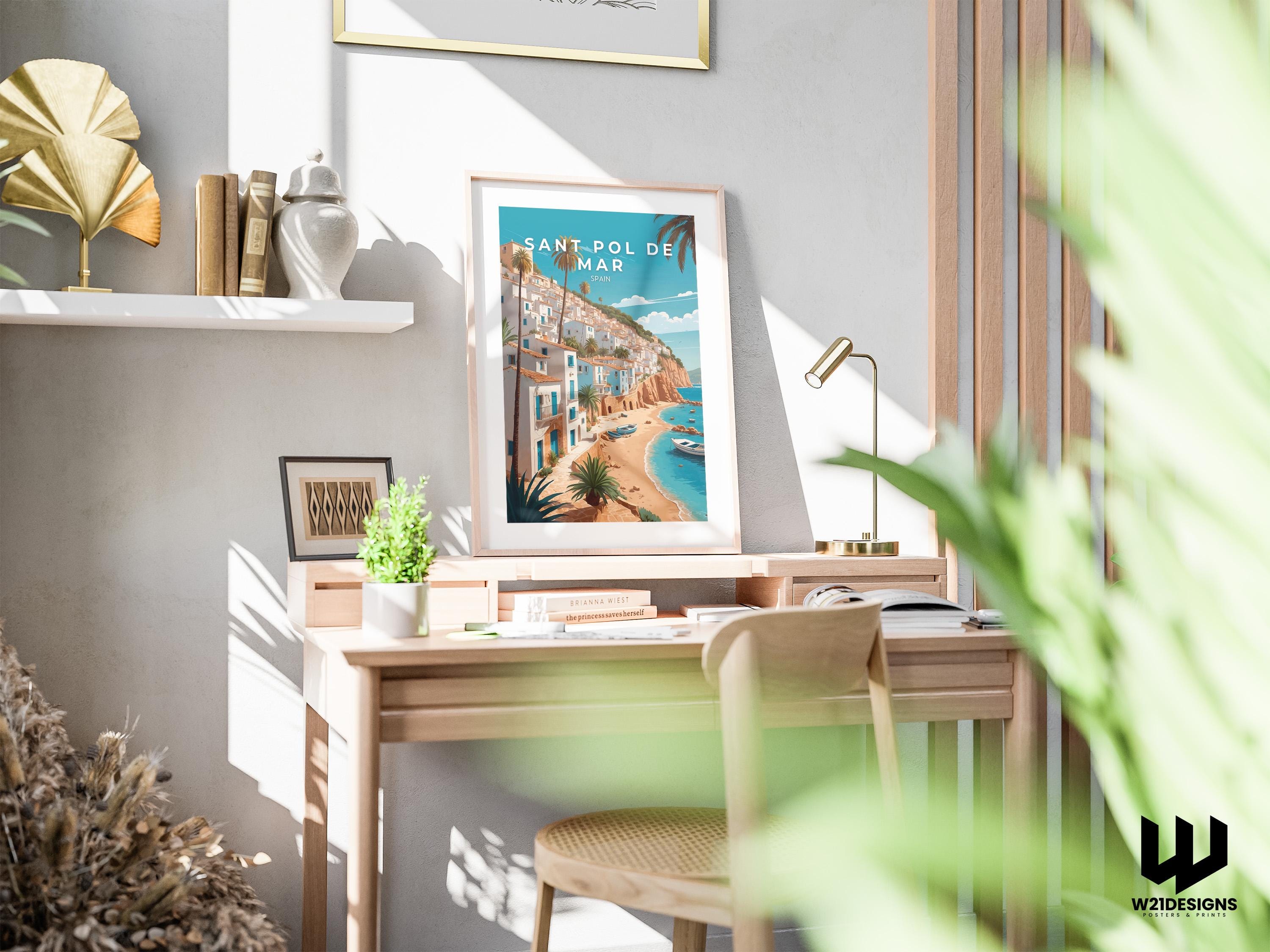 Sant Pol de Mar Print: Colorful Spain Travel Poster
