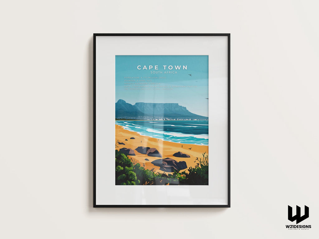 Cape Town Travel Poster: South Africa, Table Mountain Art