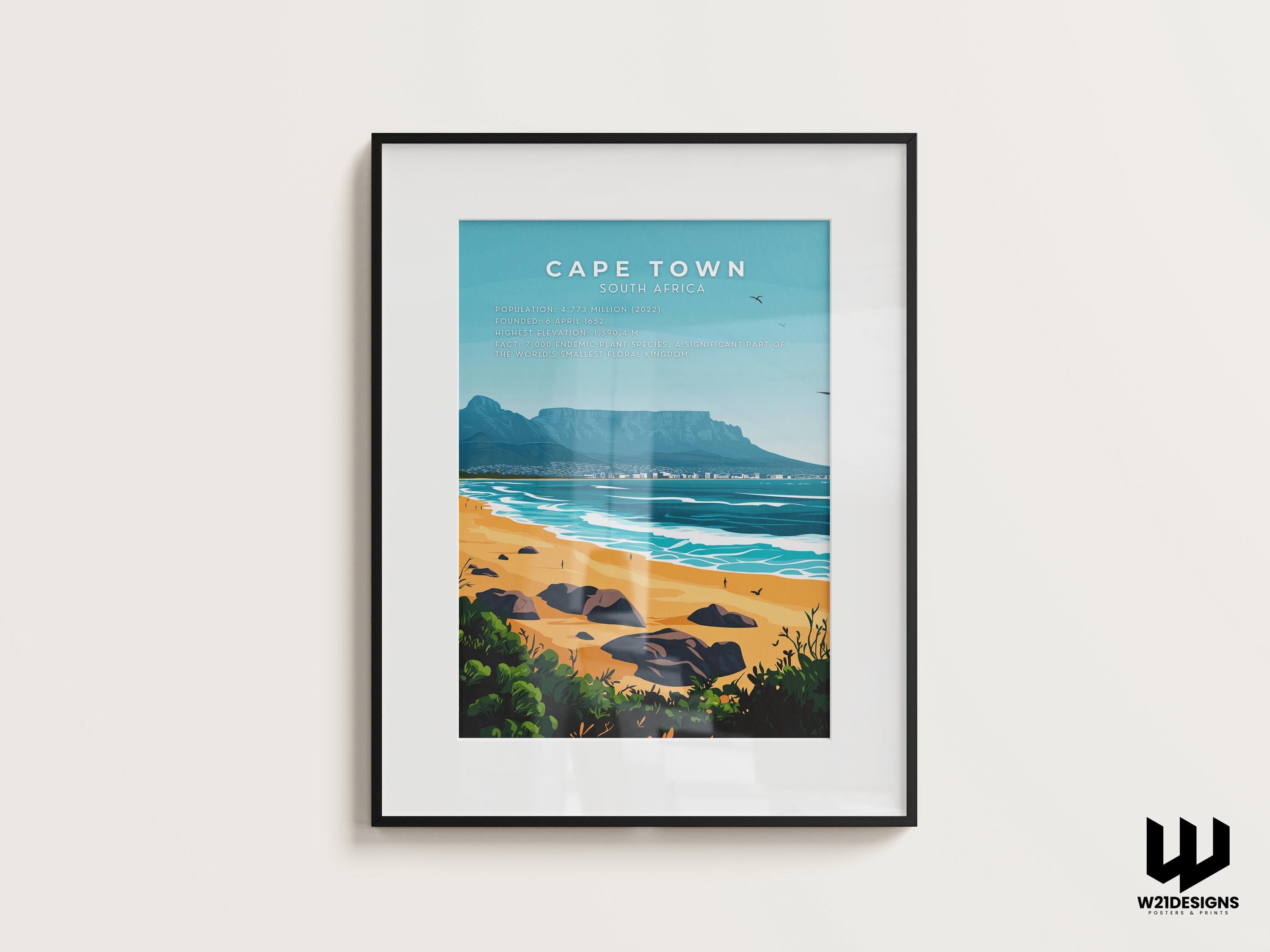 Cape Town Travel Poster: South Africa, Table Mountain Art