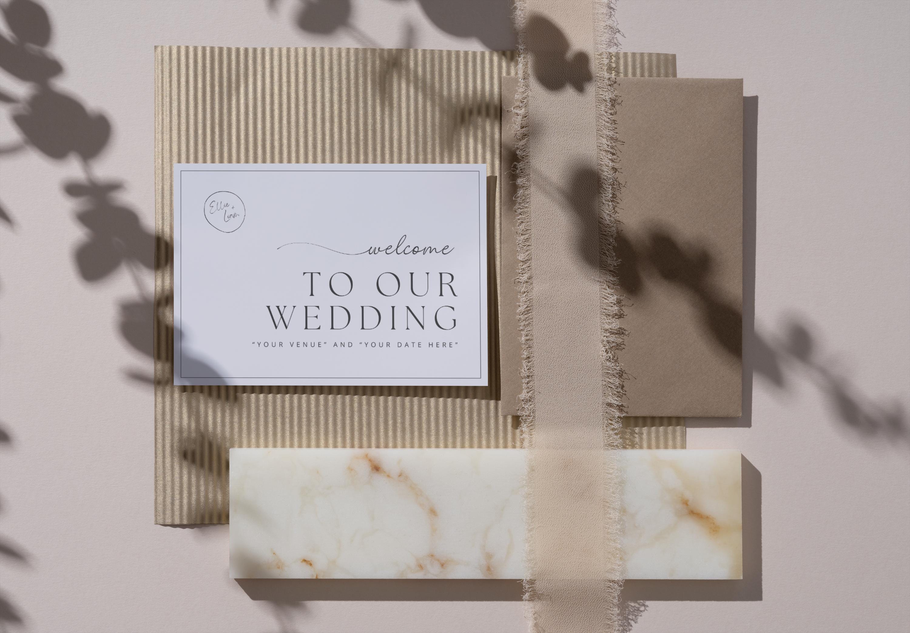 Wedding Welcome Sign | Personalised Minimalist Decor | Custom Editable Venue & Date Sign | Modern Reception Signage