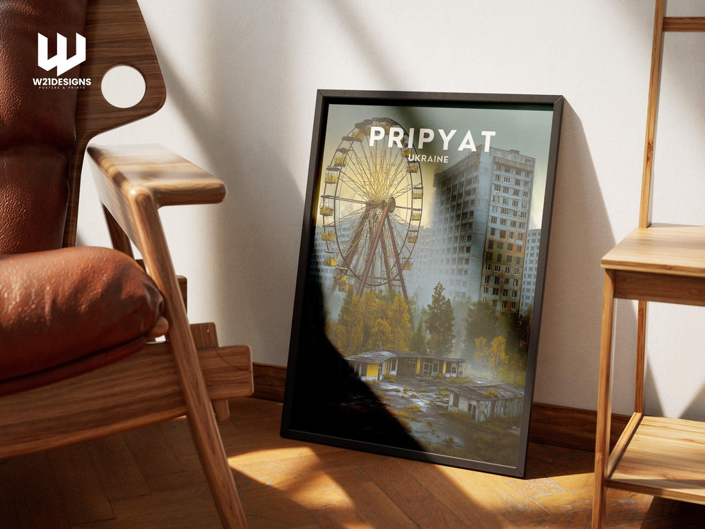 Pripyat Ukraine Poster - Chernobyl Travel Print, Abandoned City Wall Art, Urban Decay Decor, Soviet Architecture Home Artwork