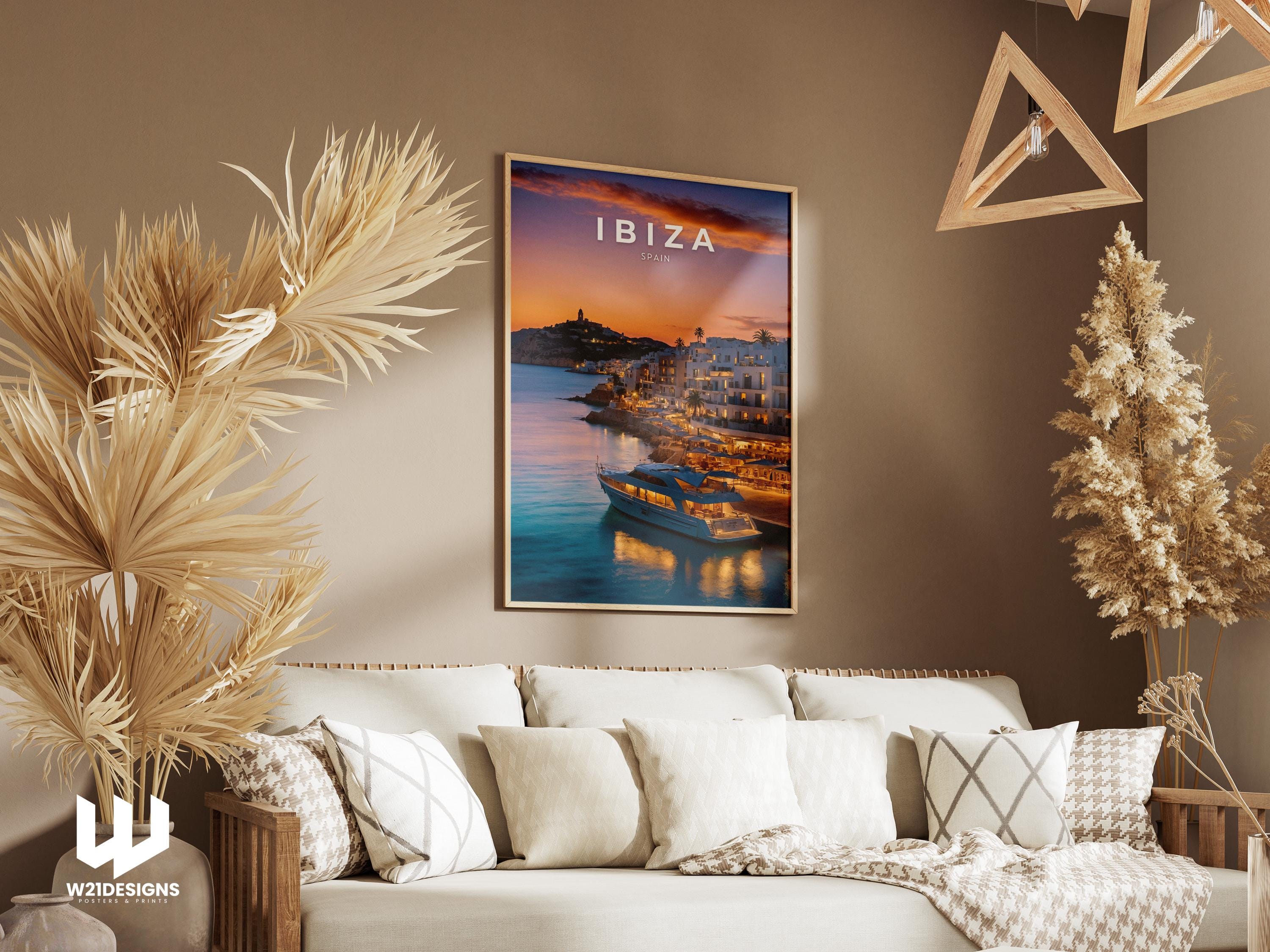 Ibiza Sunset Print: Luxury Yacht, Mediterranean Coastal Art