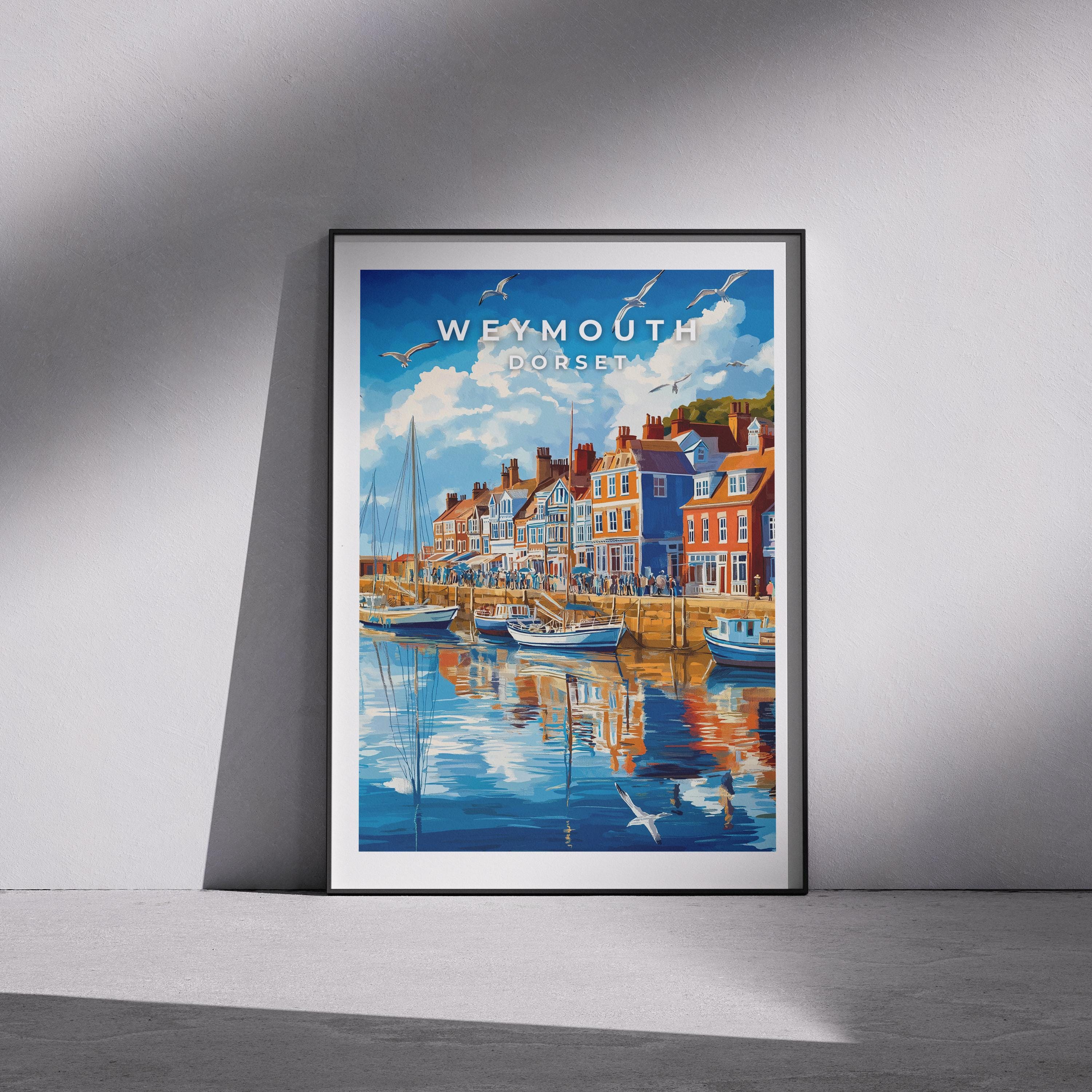 Weymouth Harbour Print: Vintage Coastal Travel Poster