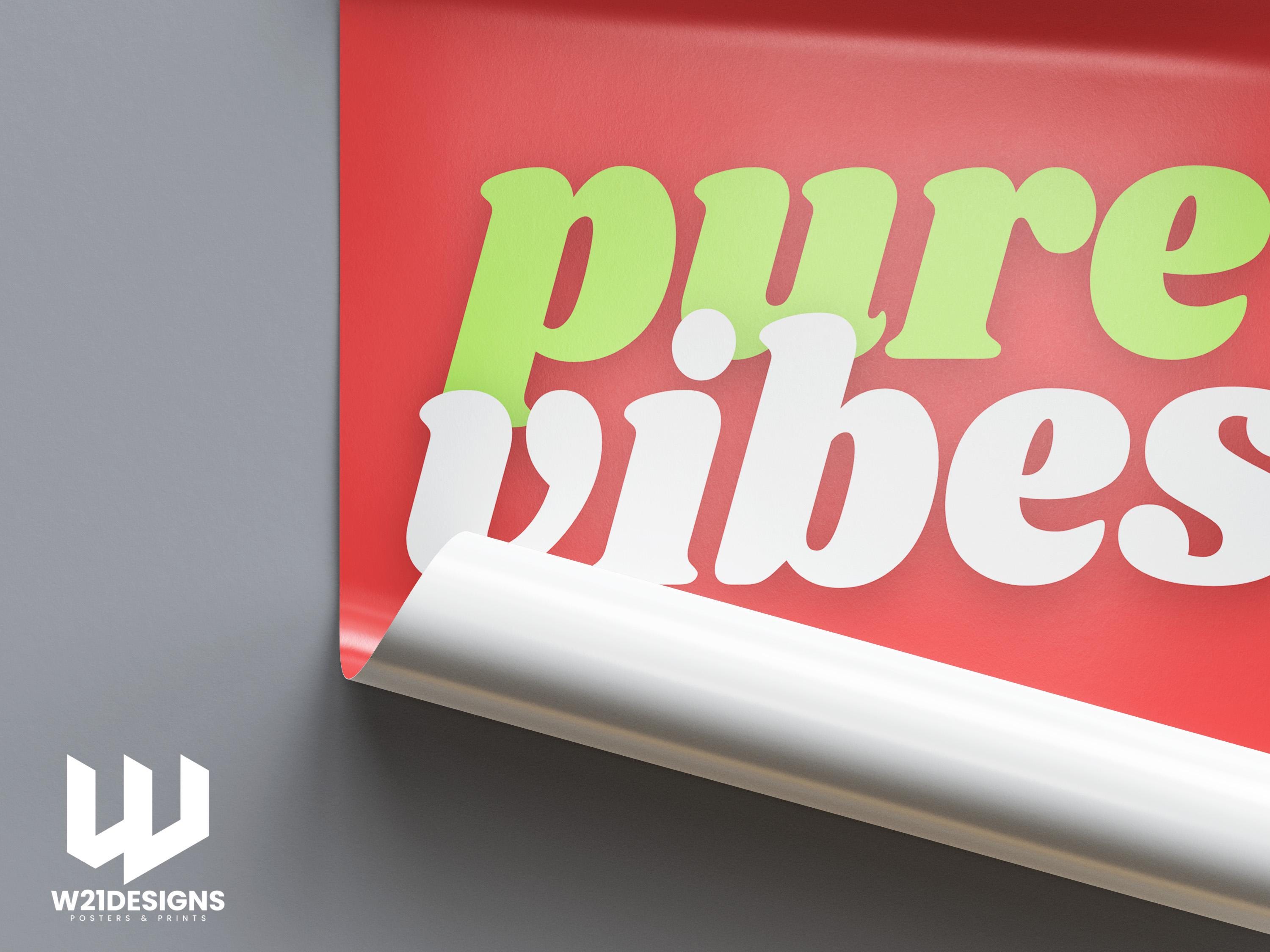 Pure Vibes Print: Retro Y2K Neon Wall Art