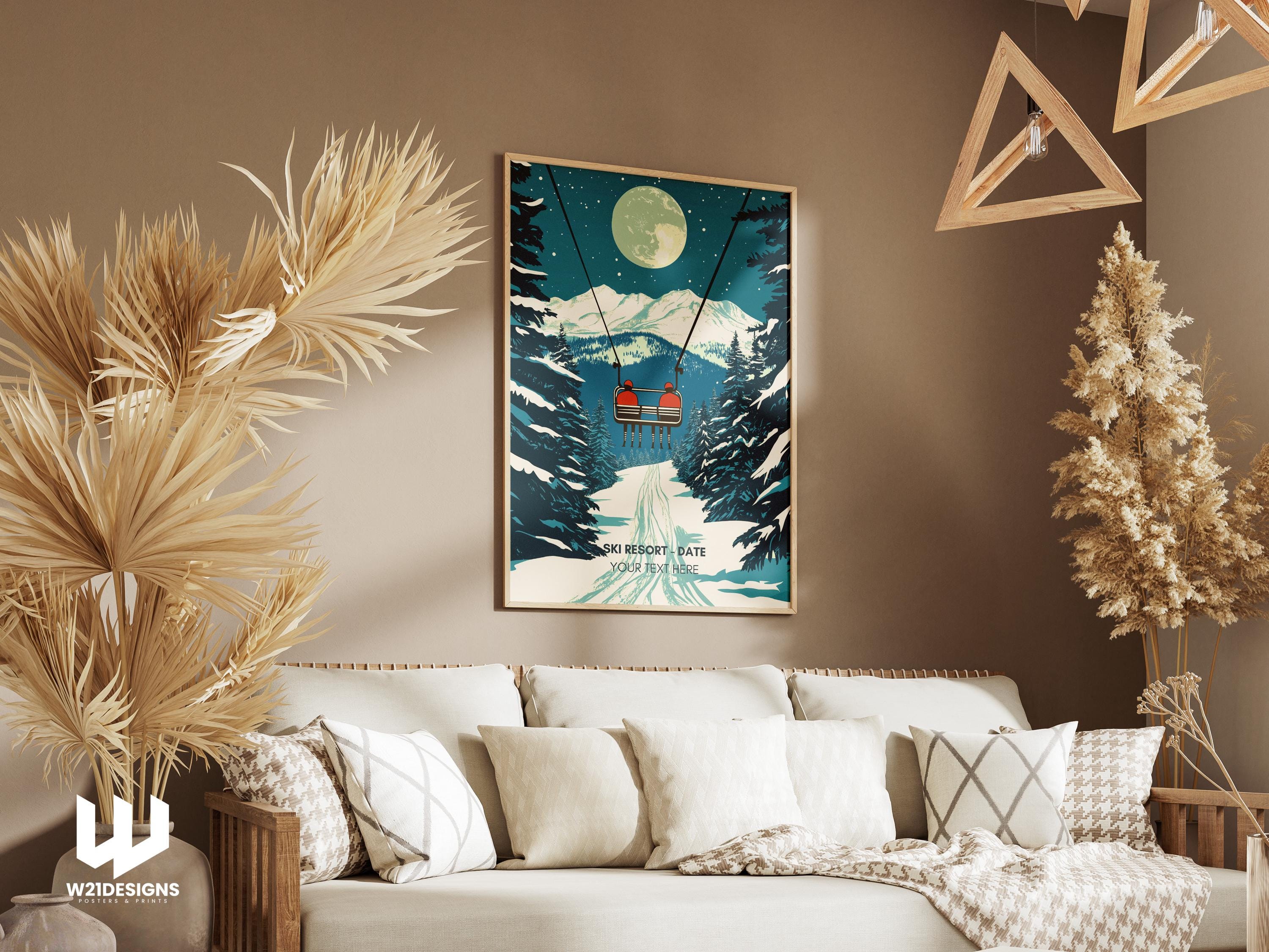 Custom Ski Chairlift Poster: Winter Sports Couple Art